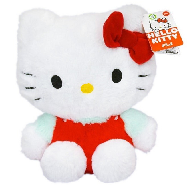 Hello Kitty Fluffy Mjukis Gosedjur 28 cm - Röd/Mint