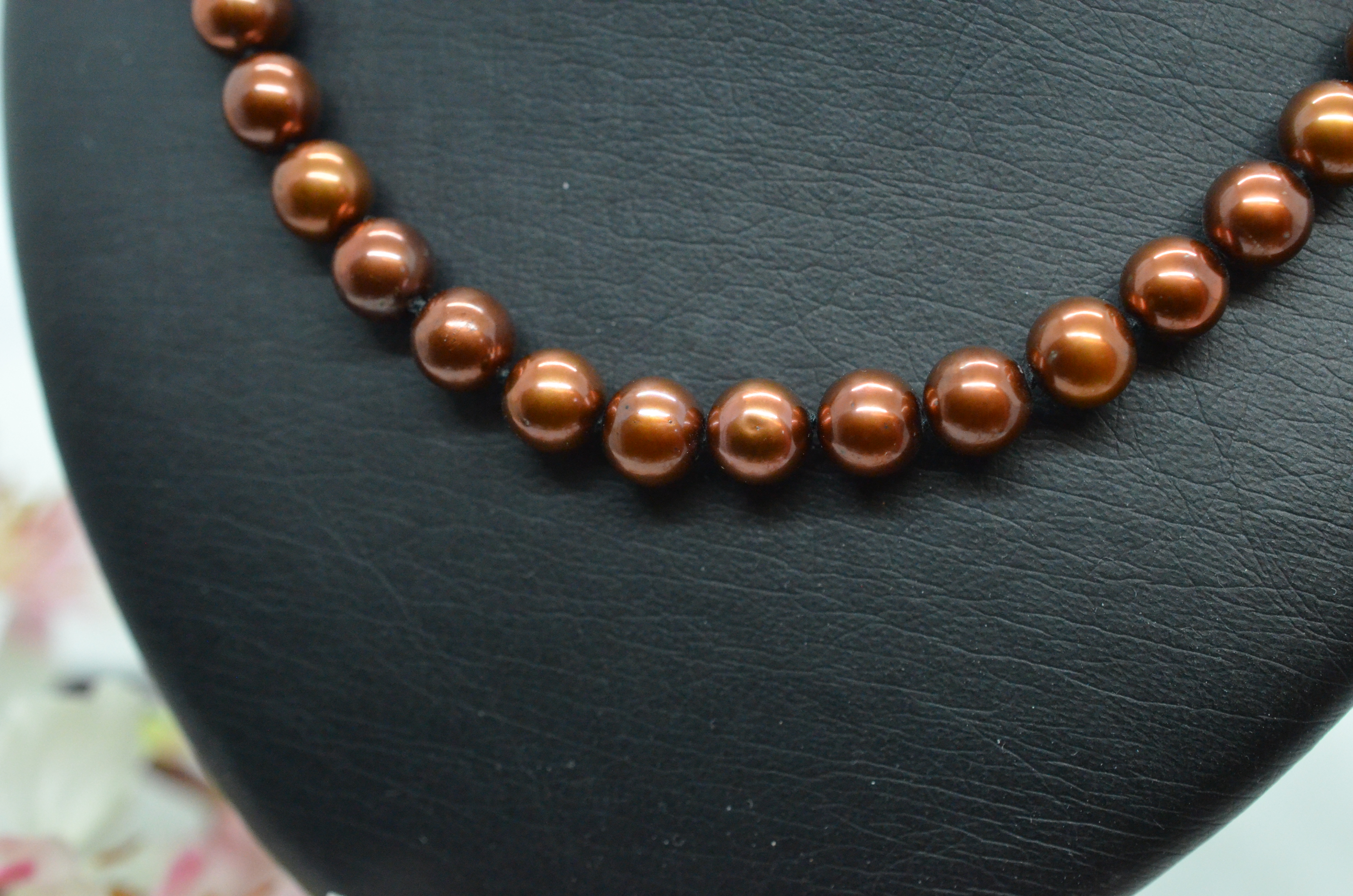 Pearl necklace with colored freshwater pearls in brown - 3