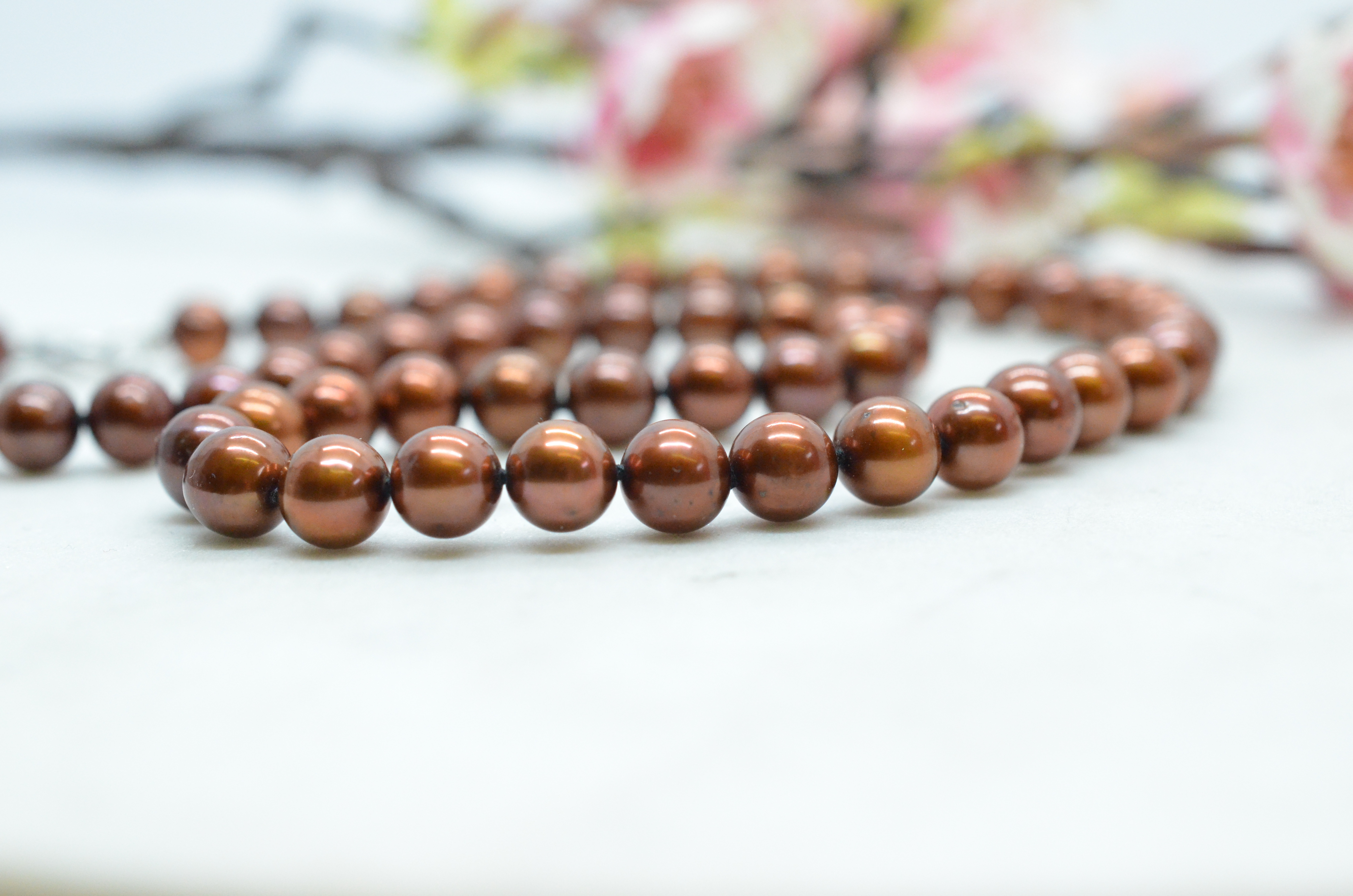 Pearl necklace with colored freshwater pearls in brown - 4
