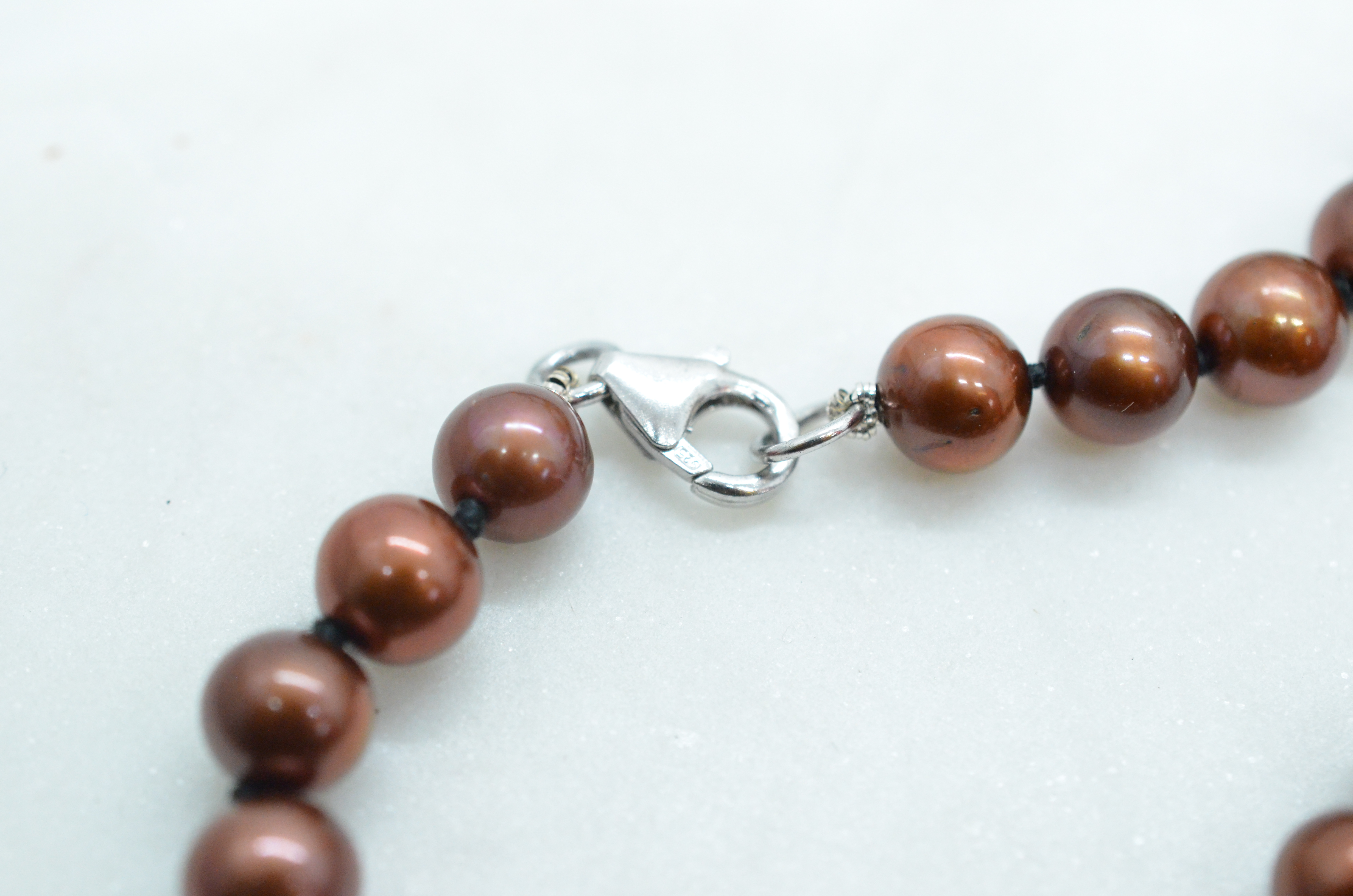 Pearl necklace with colored freshwater pearls in brown - 5