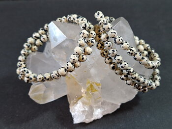 Dalmatiner Jaspis / Dalmatinersten Armband  - 7 mm Pärlor