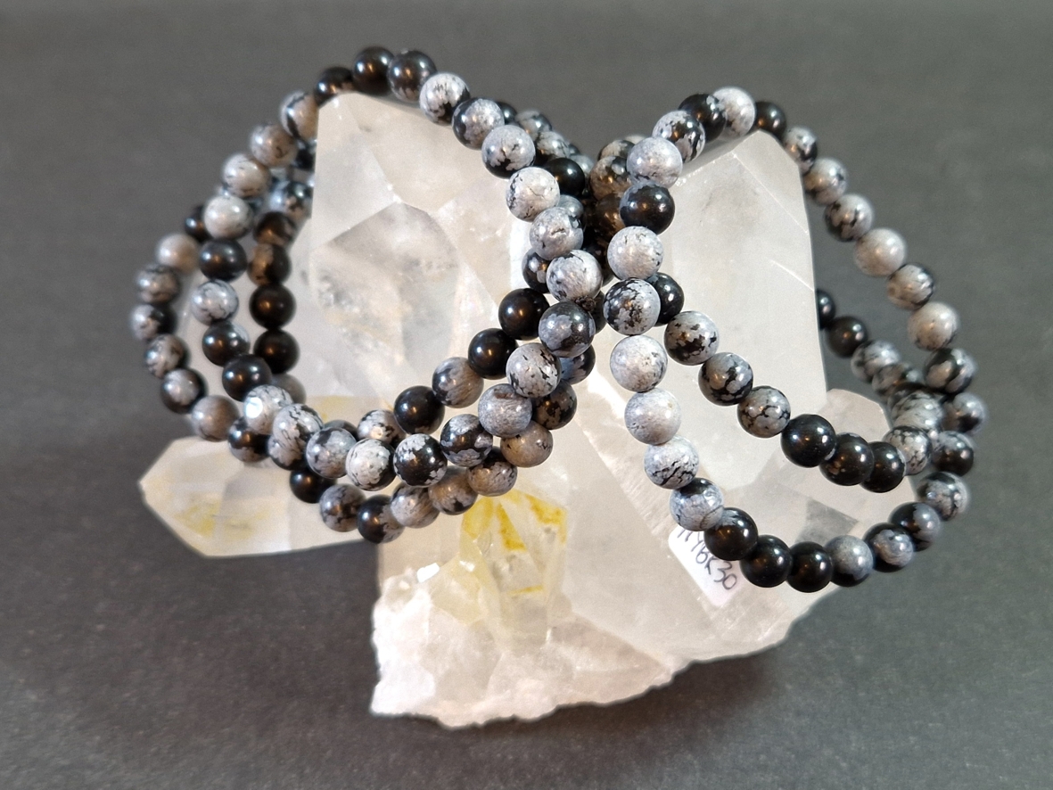 Snöflinge Obsidian Armband - 7 mm Pärlor