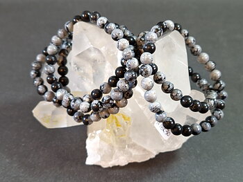 Snöflinge Obsidian Armband - 7 mm Pärlor