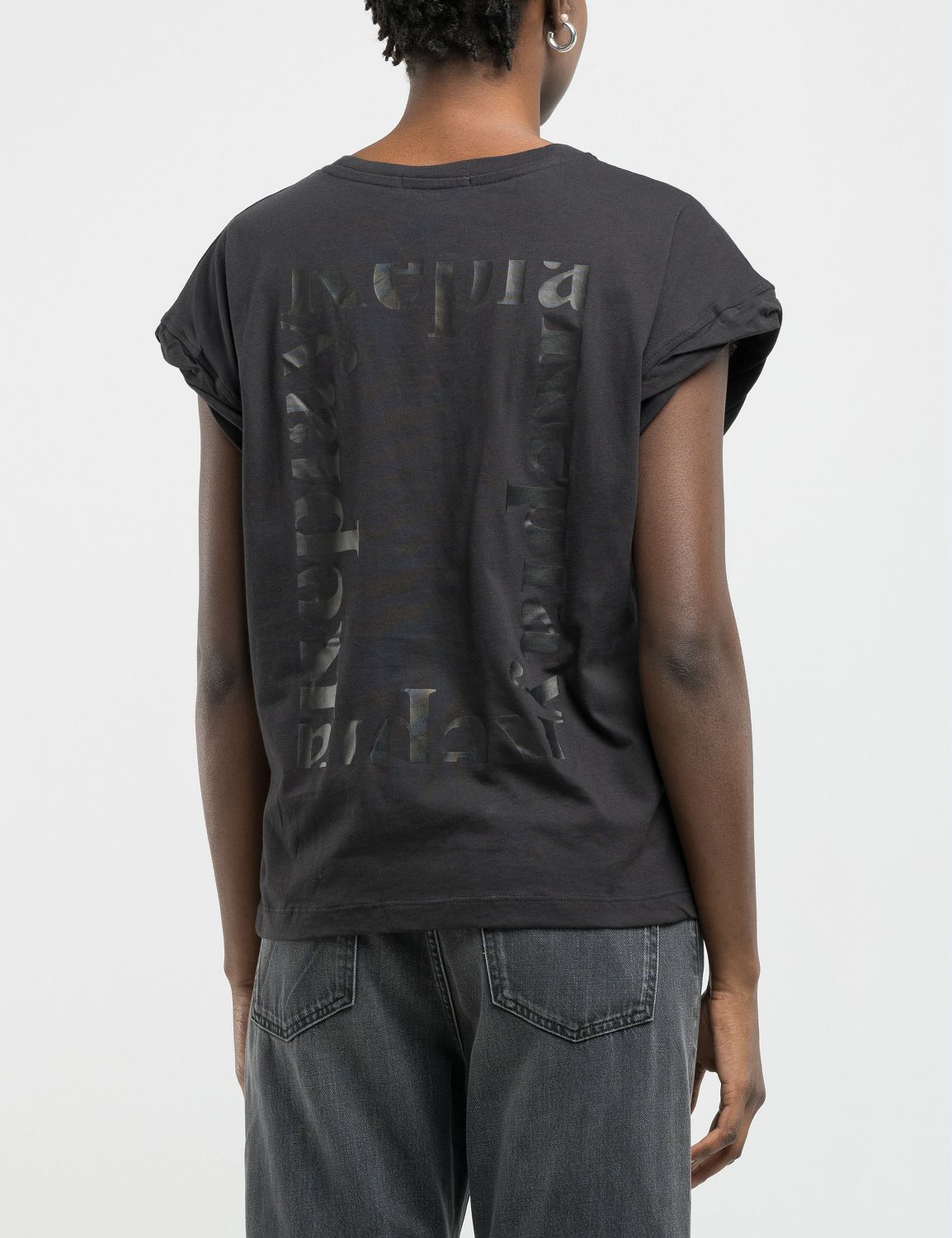 Replay T-shirt Back Print Washed Black - 2