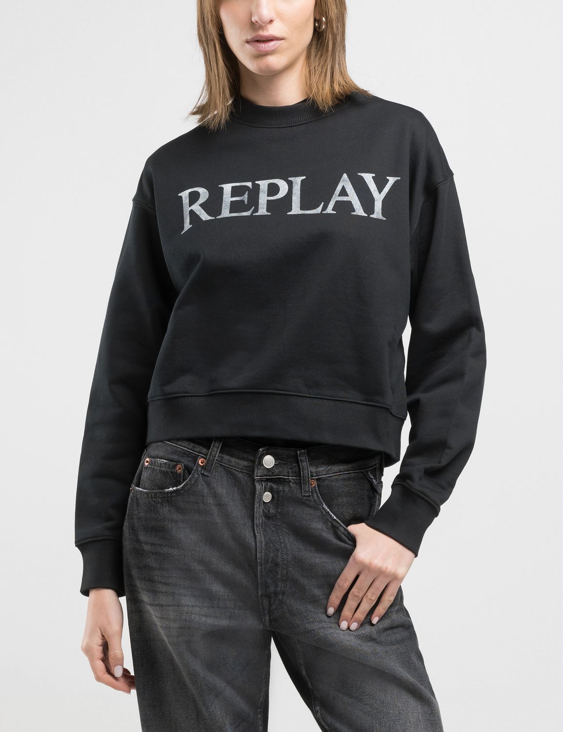 Replay Sweatshirt Washed Black