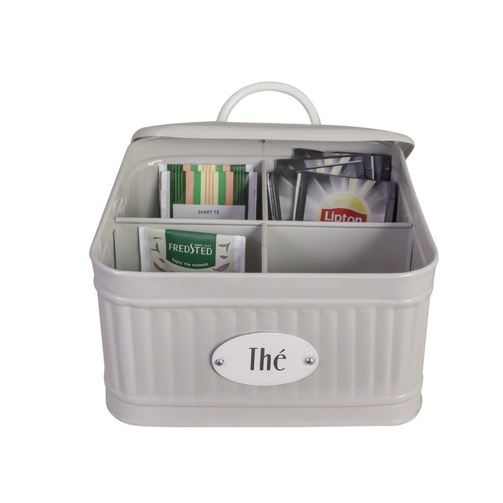 Tin with lid & compartments - Thé - Beige - 3