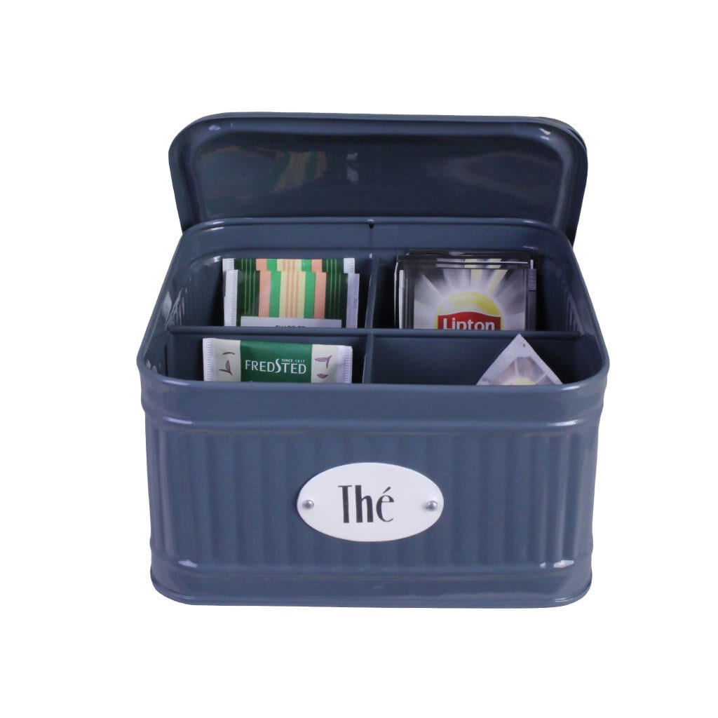Tin with lid & compartments - Thé - Blue - 4