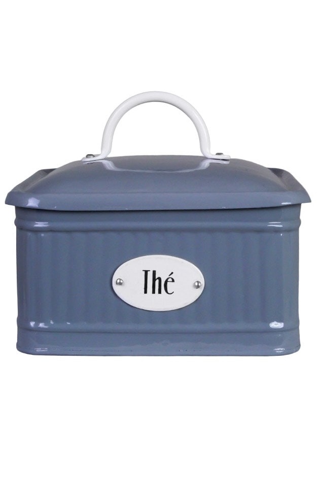 Tin with lid & compartments - Thé - Blue