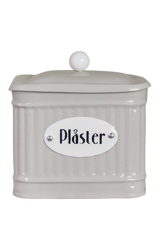 Plåtburk med lock - Plåster - Beige
