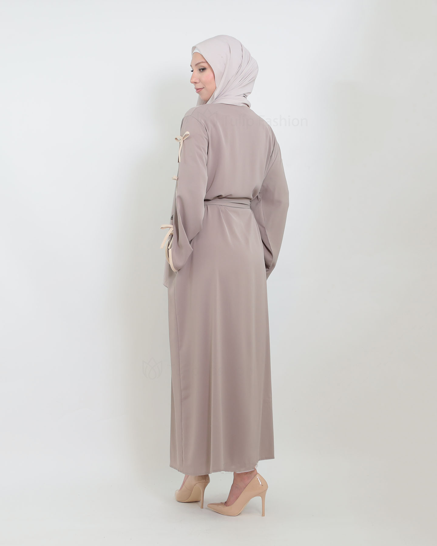 Open Abaya - Taupe - 4