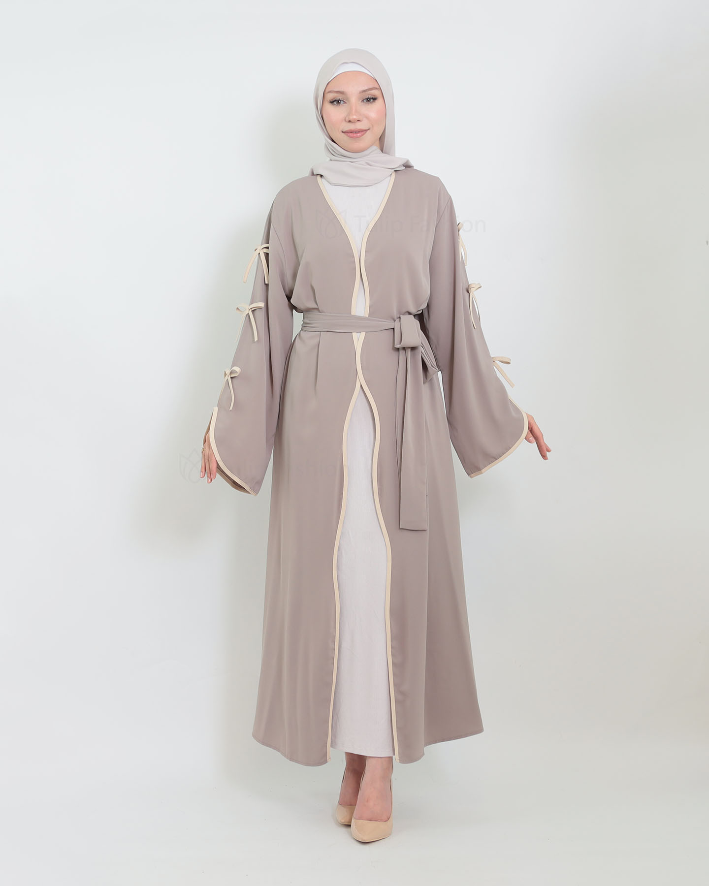 Open Abaya - Taupe