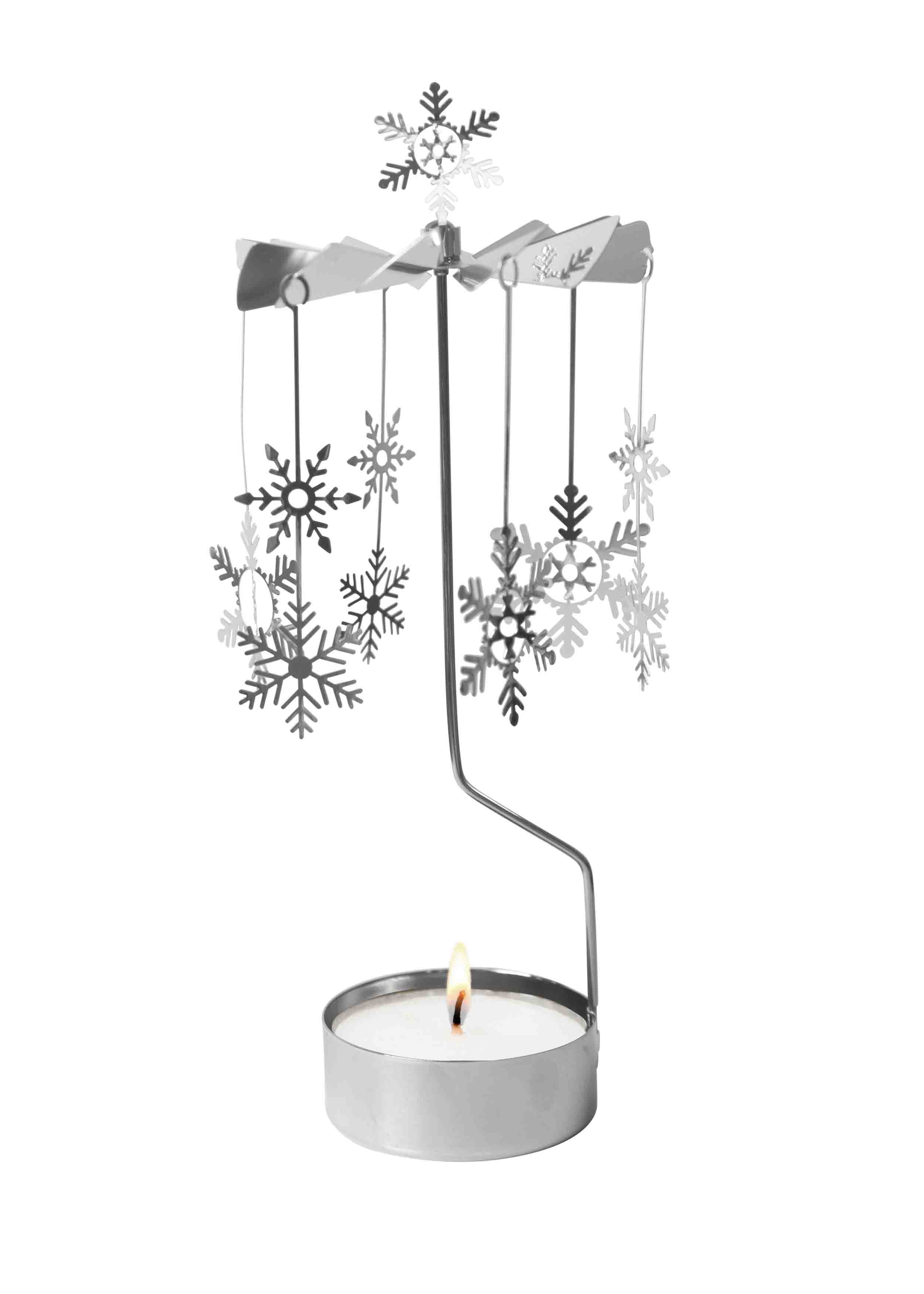 LARGE TEALIGHT SPINNER SNOWFALL  - 3