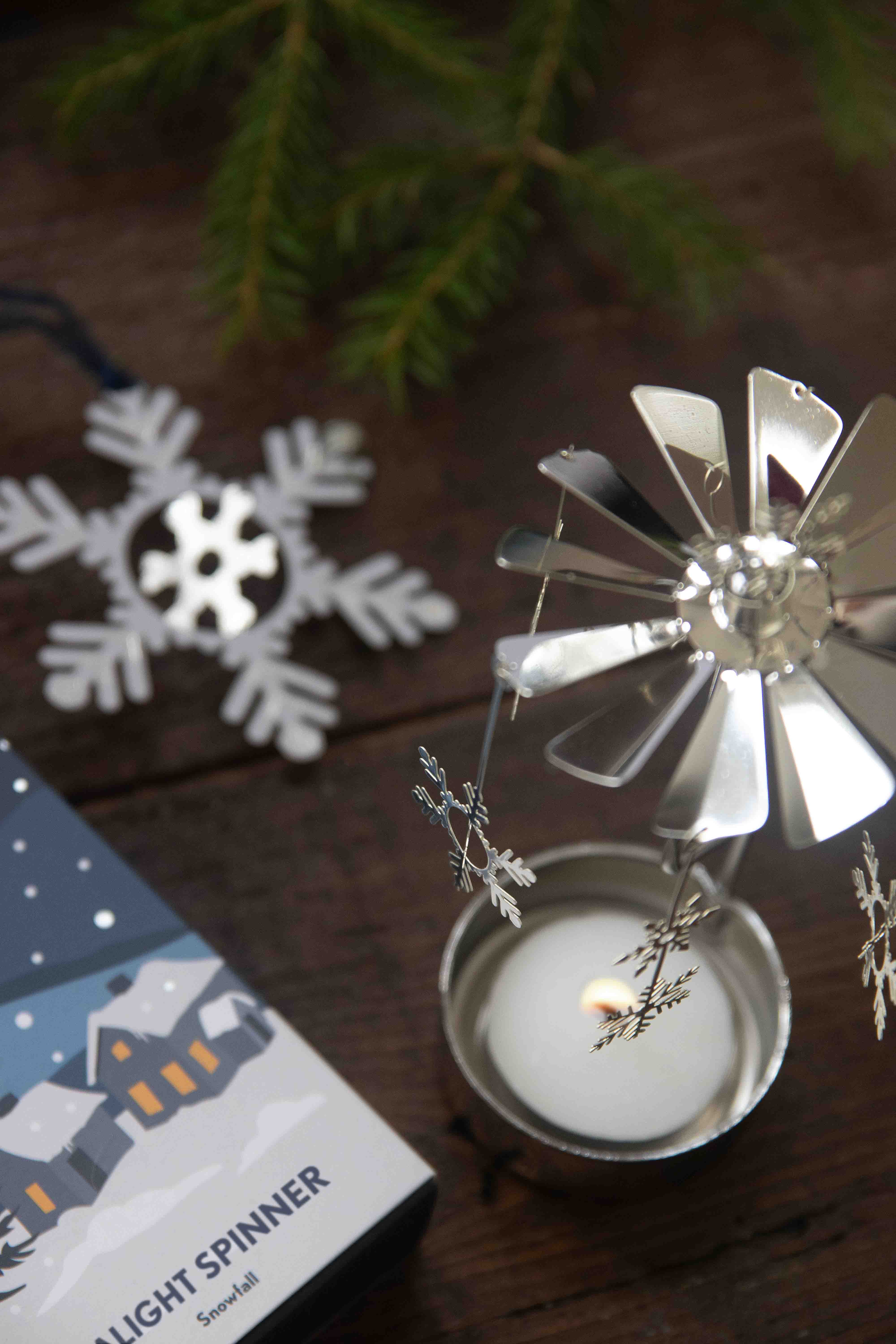 TEALIGHT SPINNER SNOWFALL 
