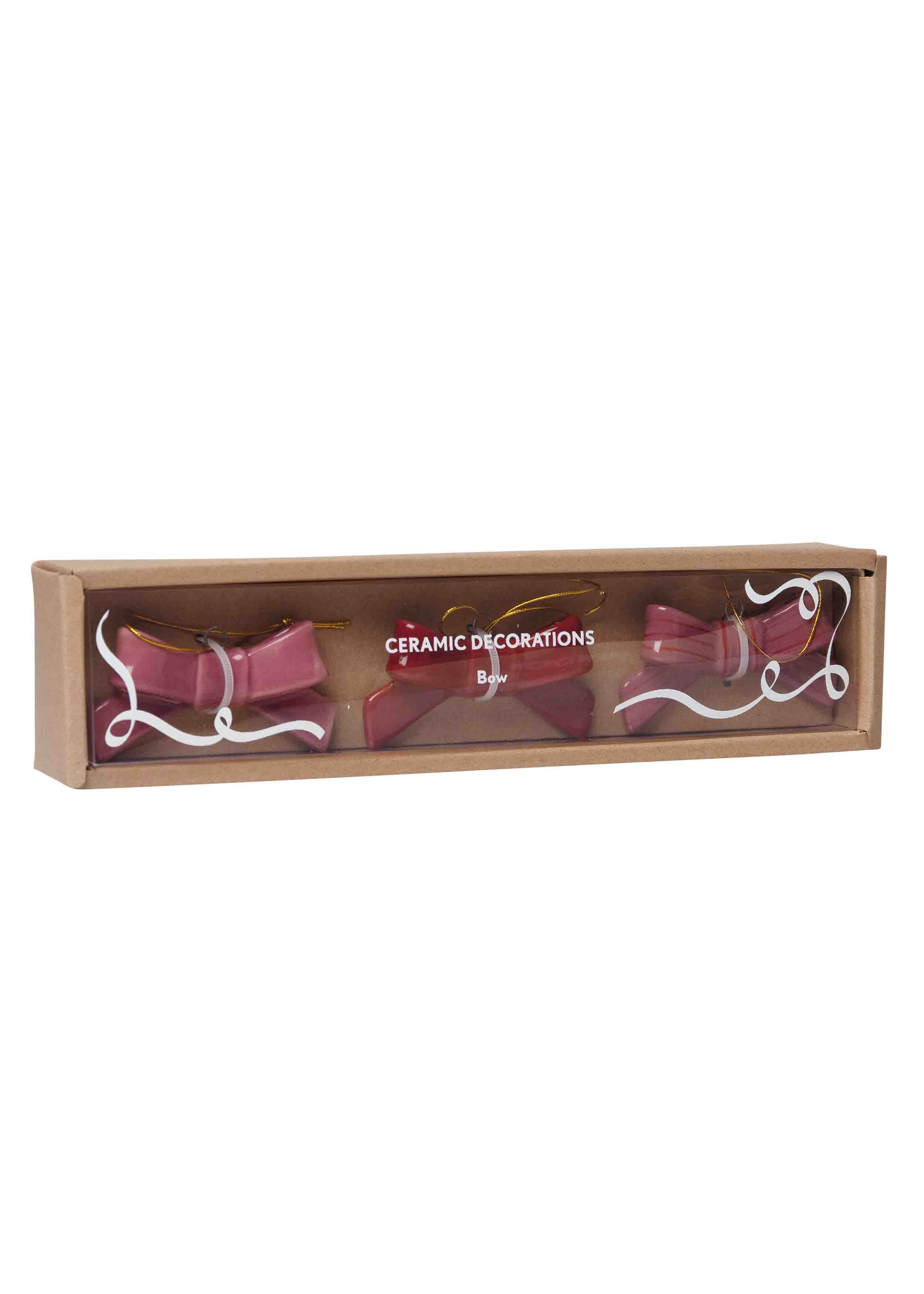 CERAMIC HANGING DECORATION BOW 3-PCS