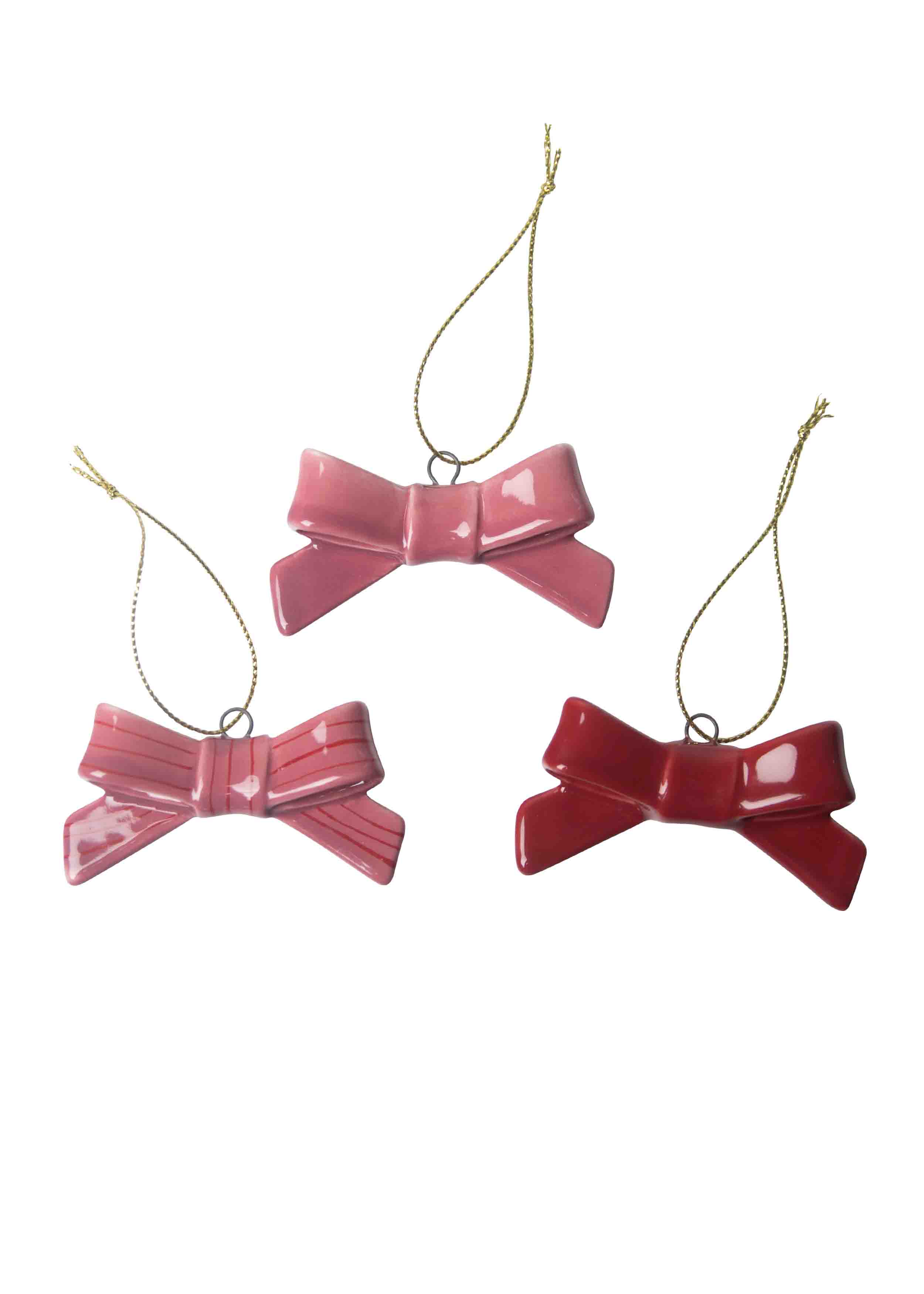 CERAMIC HANGING DECORATION BOW 3-PCS - 3
