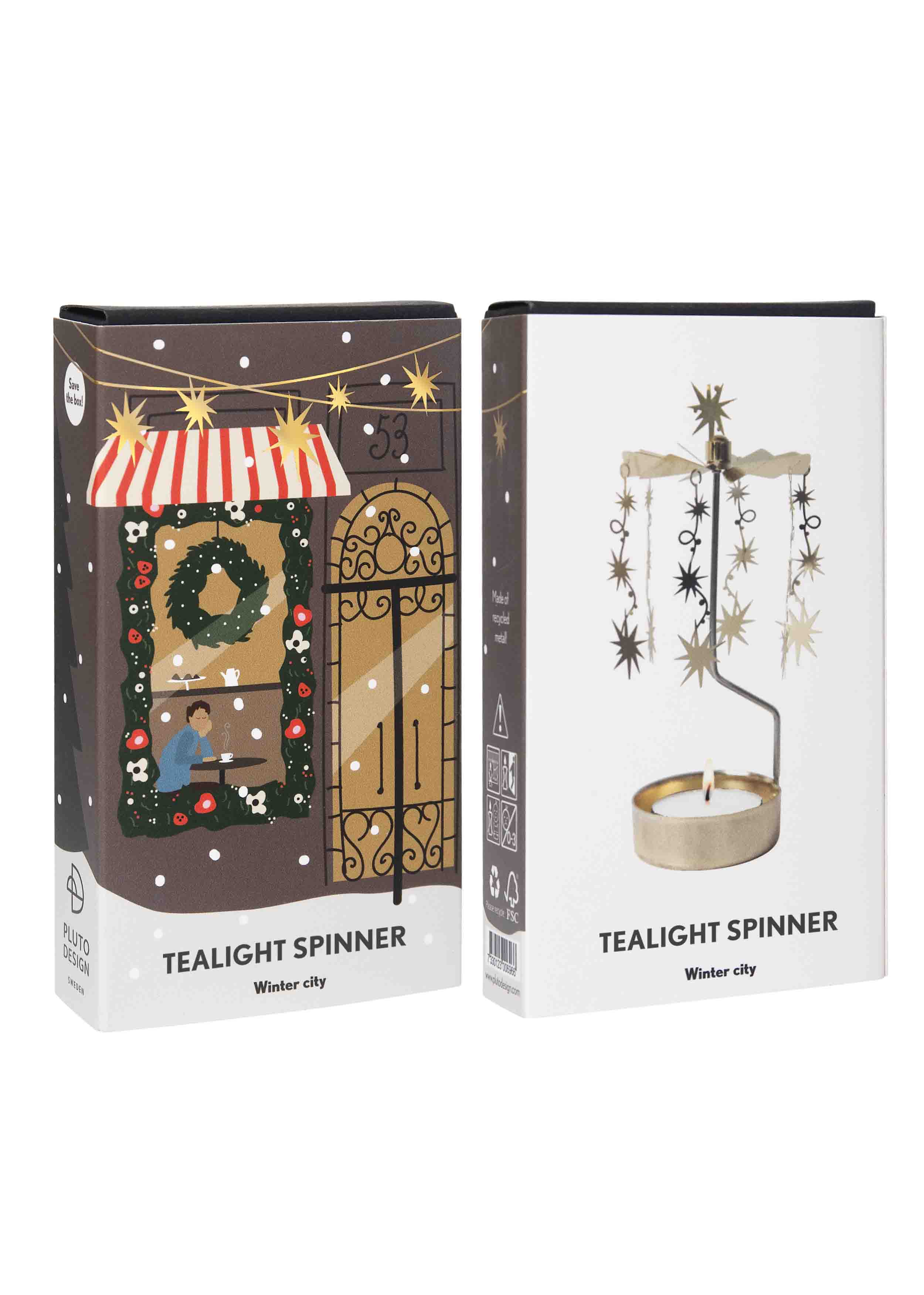 TEALIGHT SPINNER WINTER CITY 