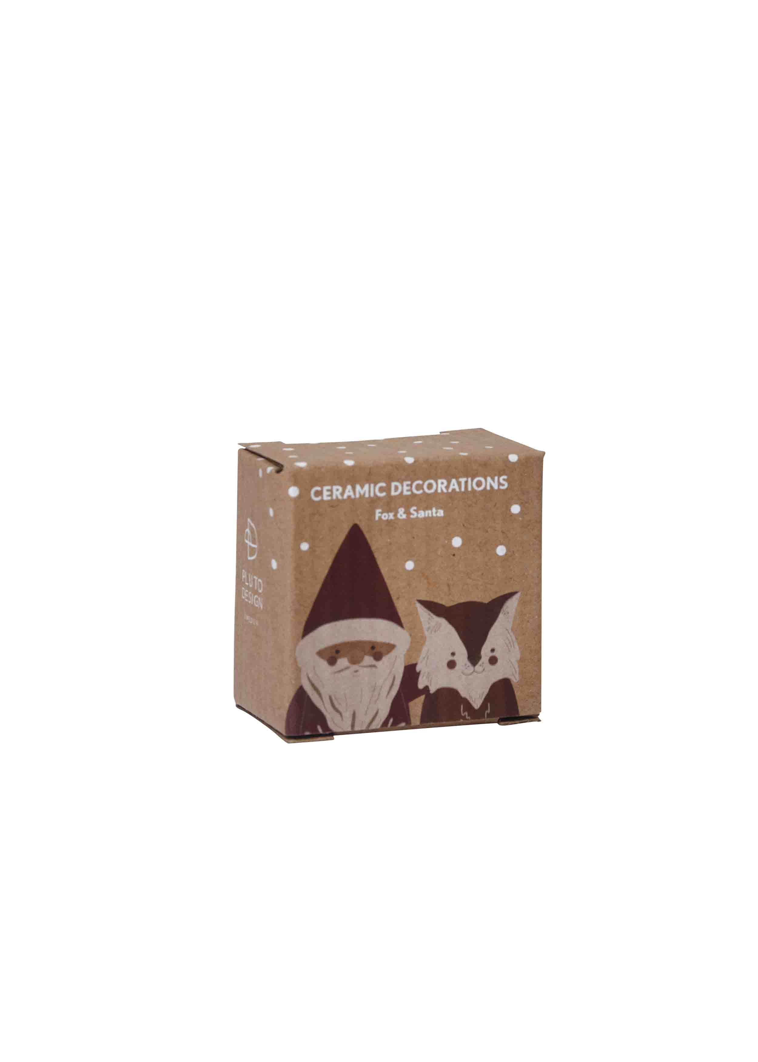 CERAMIC HANGING DECORATION FOX & SANTA 2-PCS - 3