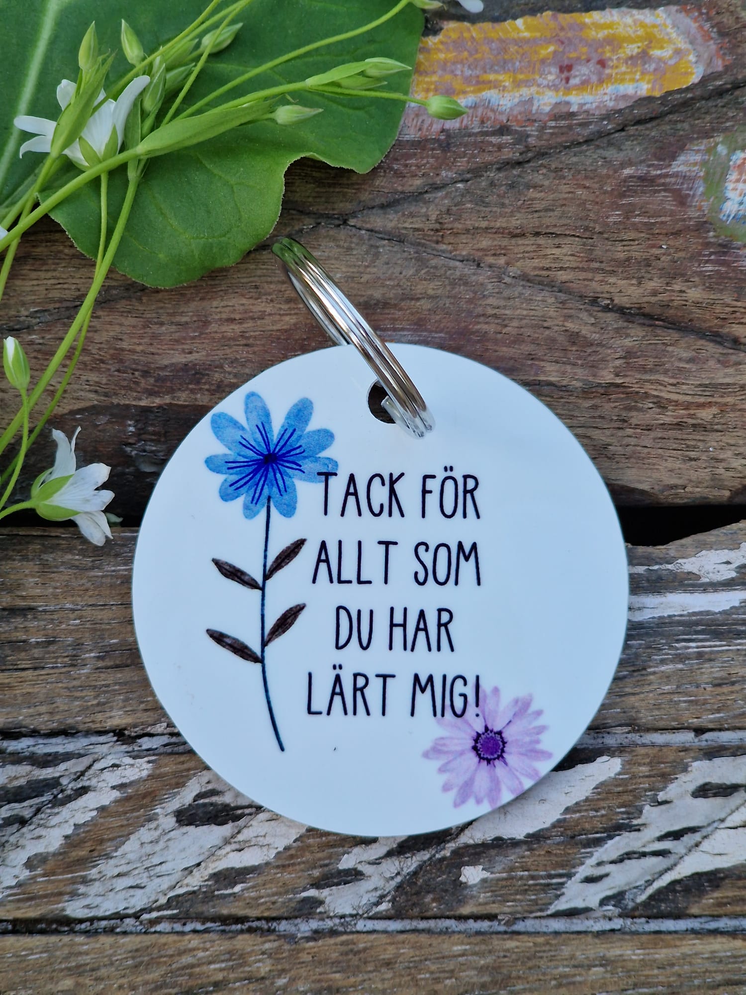 Nyckelring  "Tack för allt som du har lärt mig!" (stor, väskdekoration)