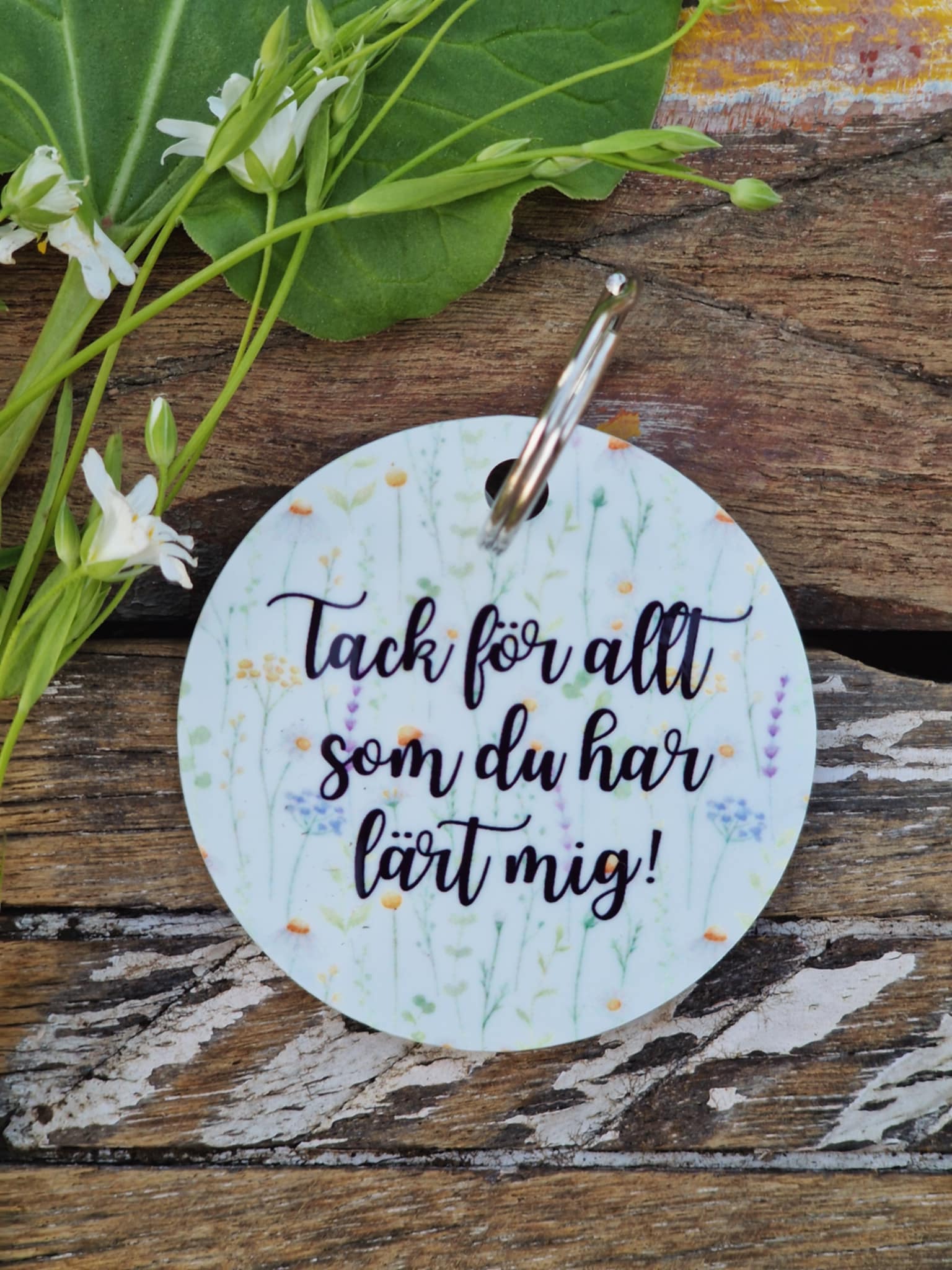 Nyckelring  "Tack för allt som du har lärt mig!" (stor, väskdekoration)