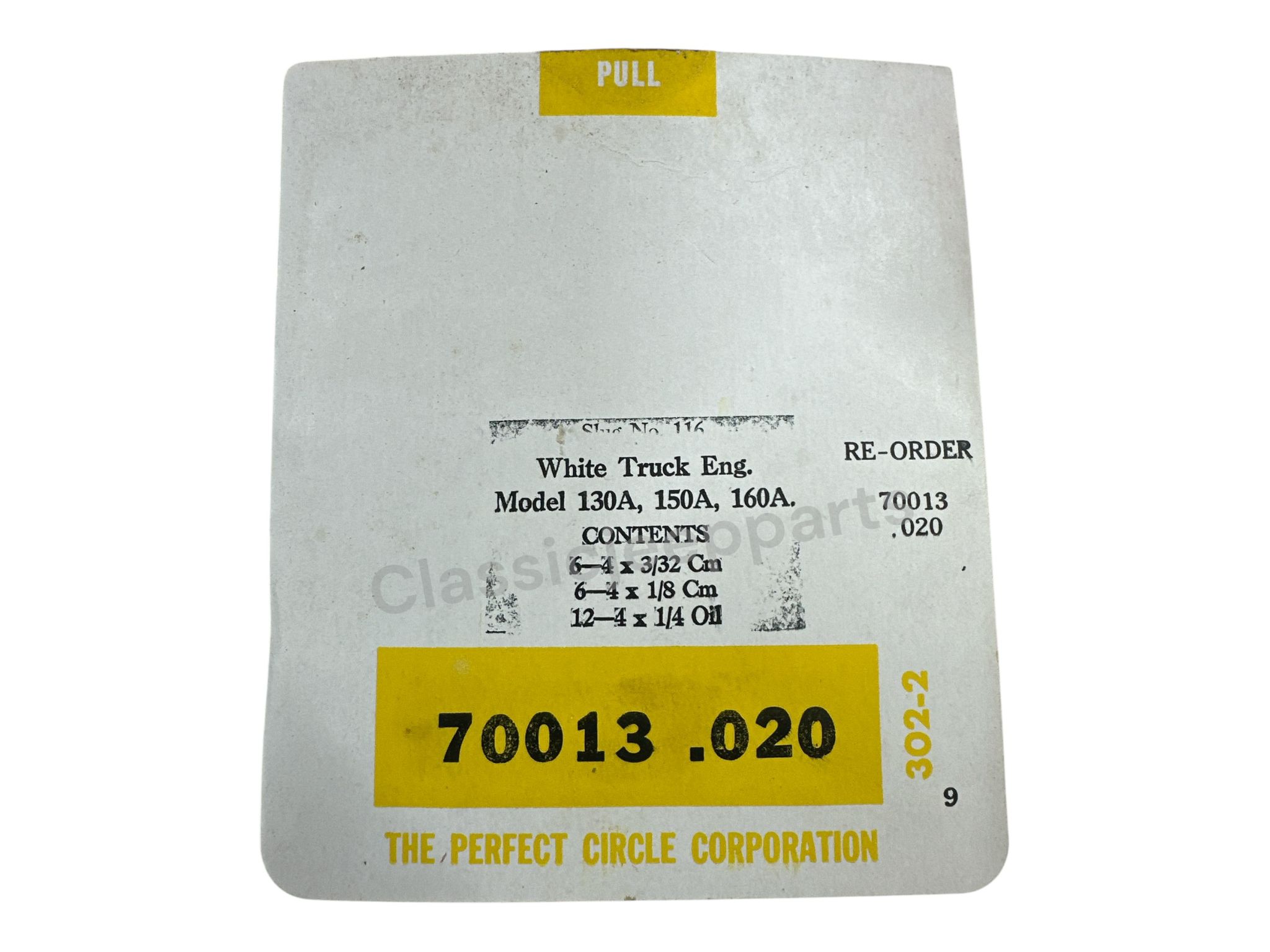 White Half Track Ring Set Piston .020 NOS - 2