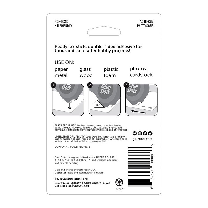 Glue Dots - Non-Refillable Runner Craft Dots Permanent 200 pack
