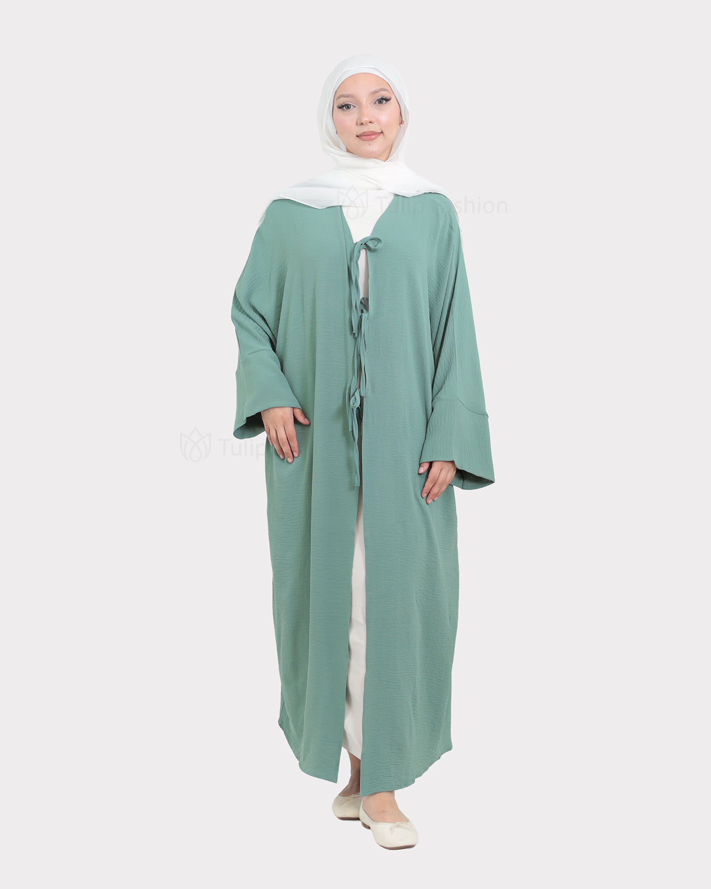 Open Abaya - Pistachio Green - 2