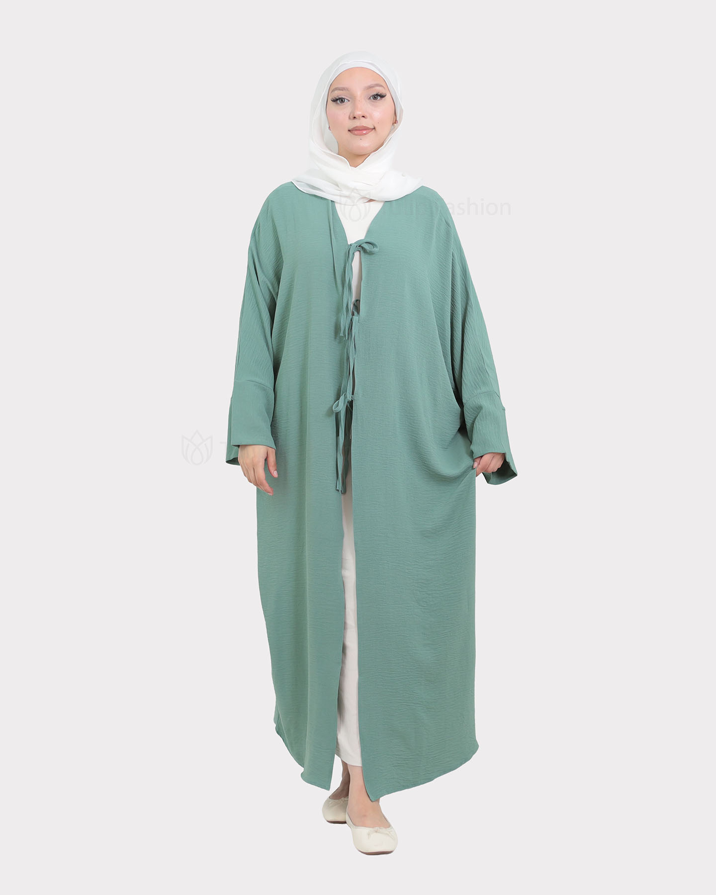 Open Abaya - Pistachio Green - 3