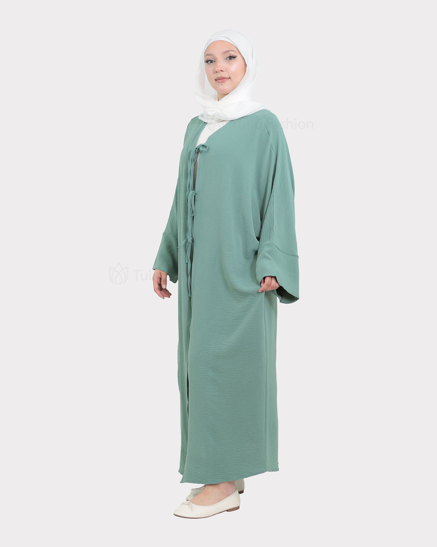 Open Abaya - Pistachio Green - 4