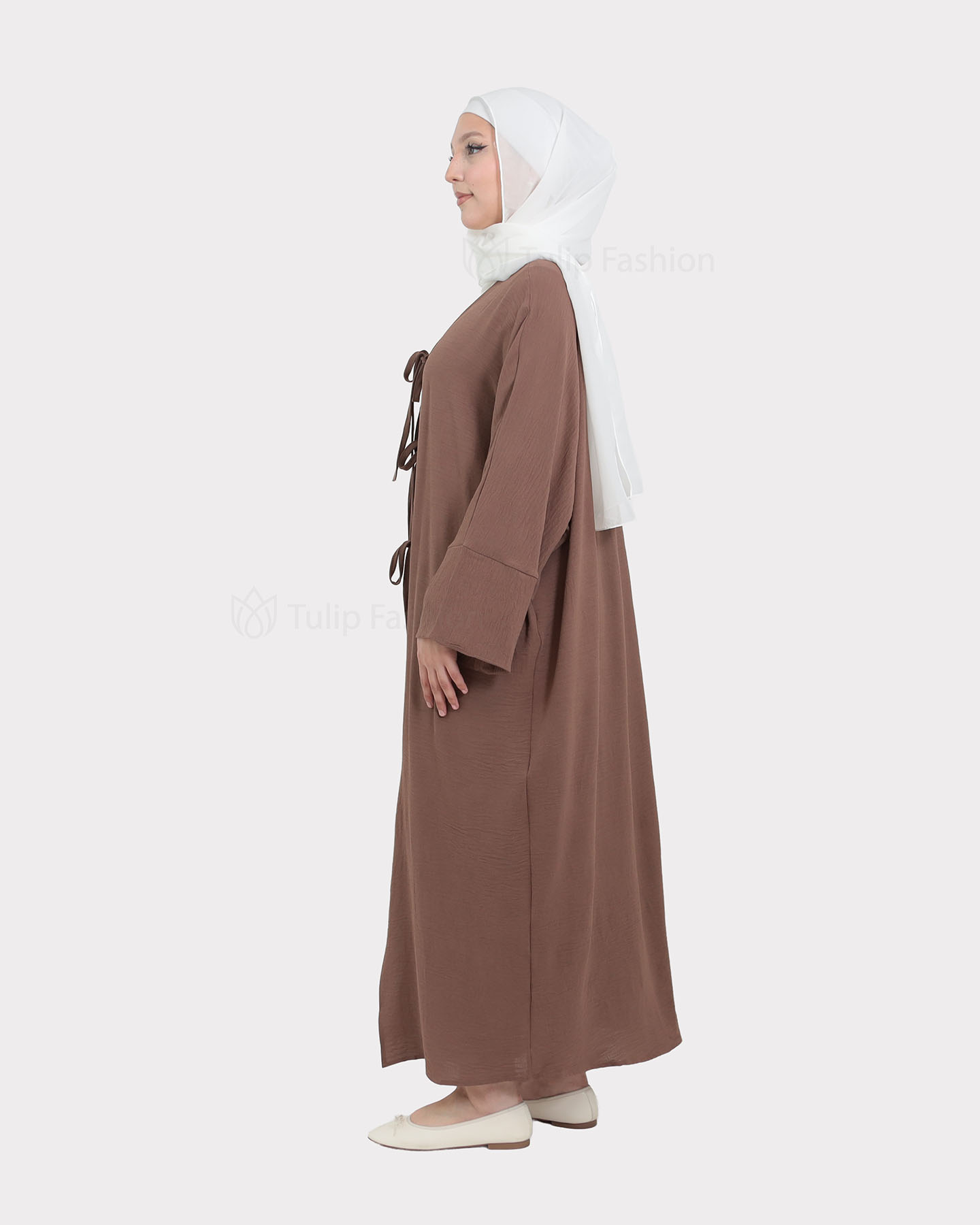 Open Abaya - Brown - 4