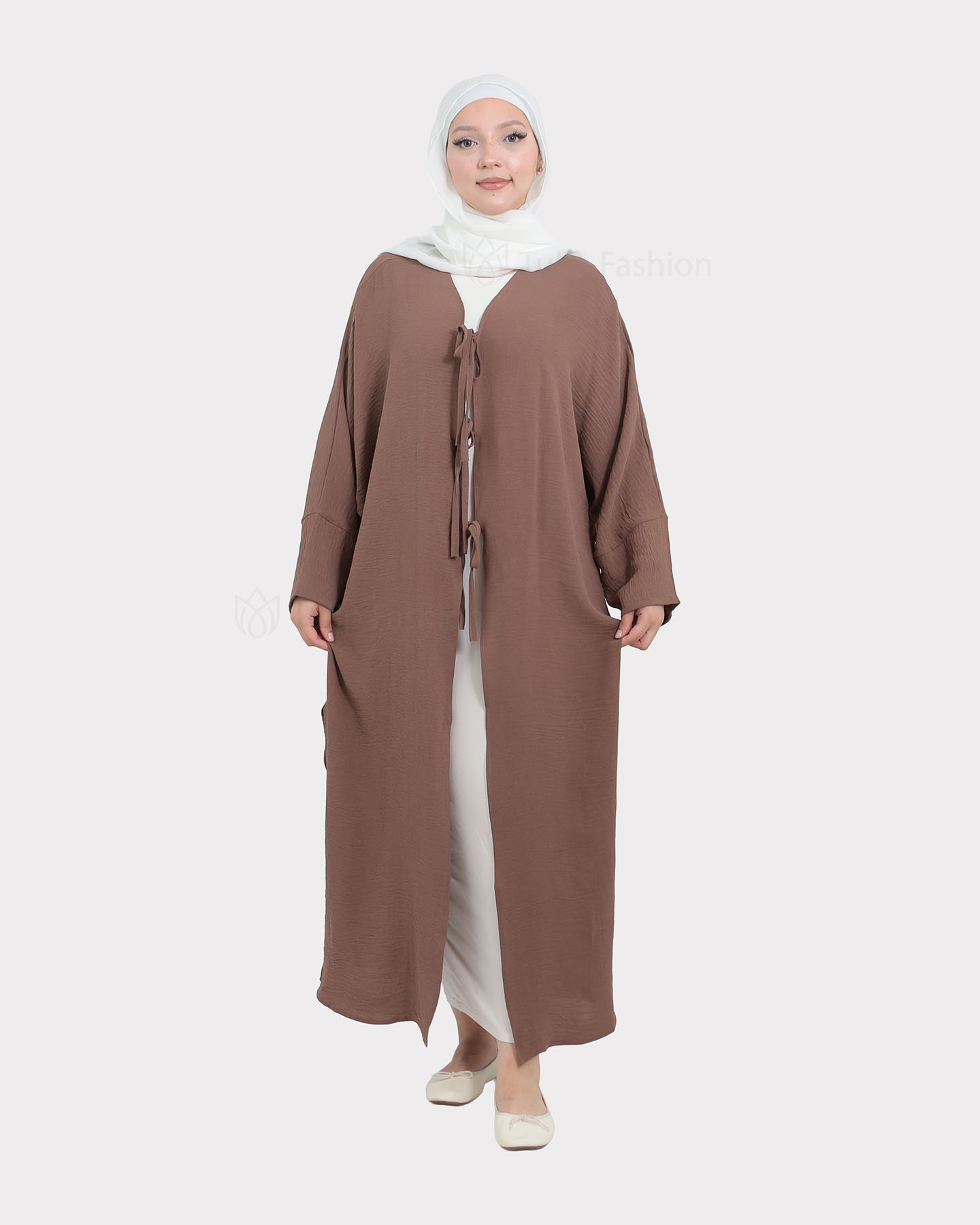 Open Abaya - Brown - 2