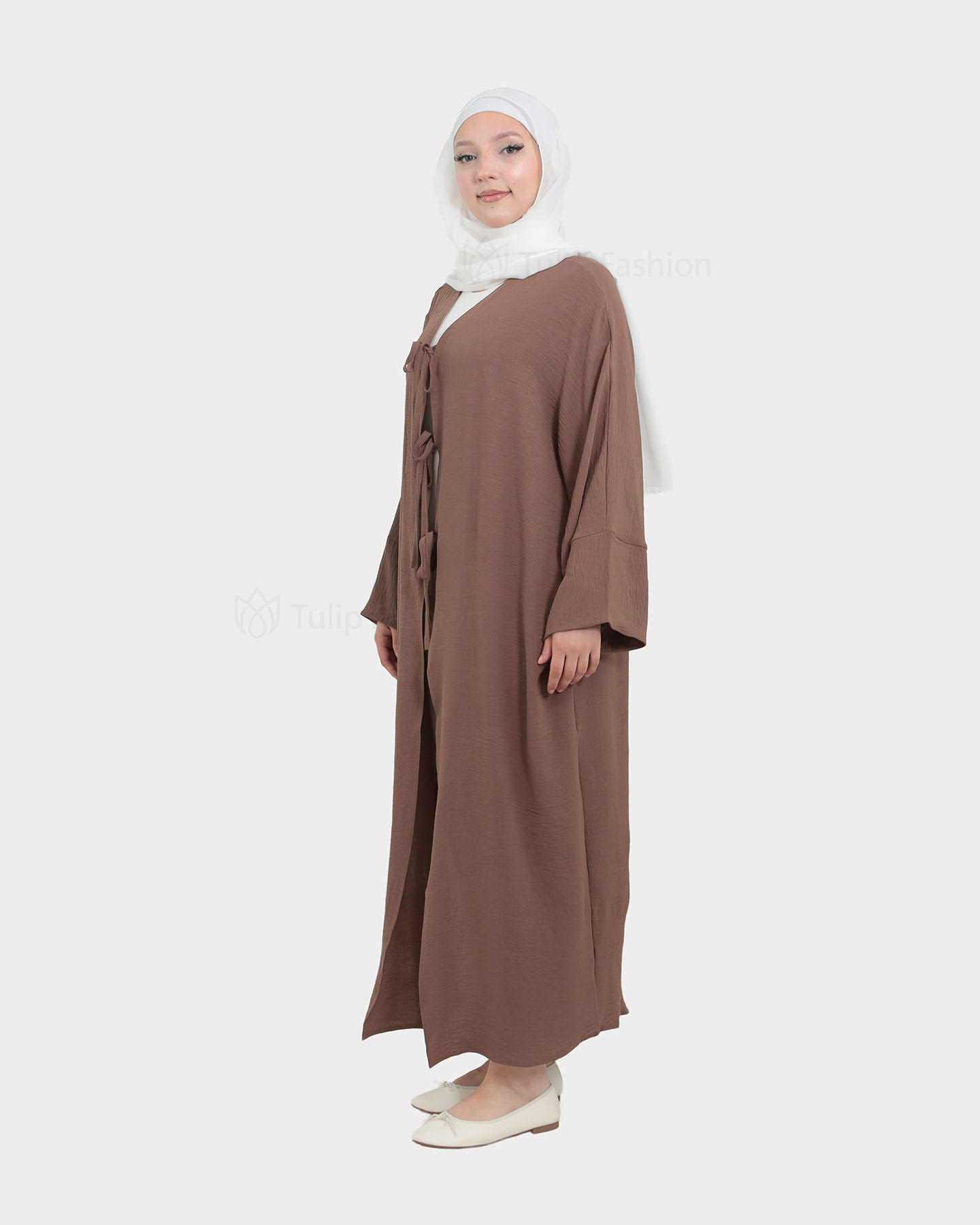 Open Abaya - Brown - 3