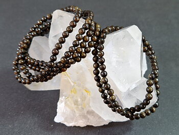 Guld Bronsit / Bronzit Armband - 5mm Pärlor