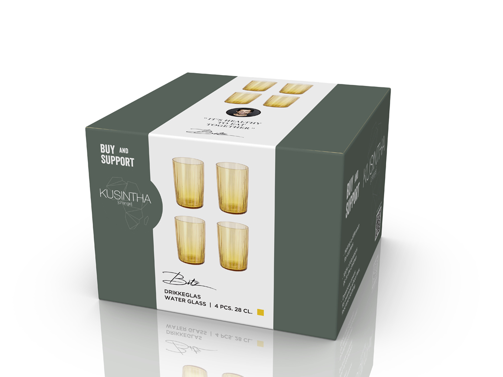 BITZ Kusintha Vattenglas Dia 7 x 10,5 cm 28 cl 4 st Amber - 2