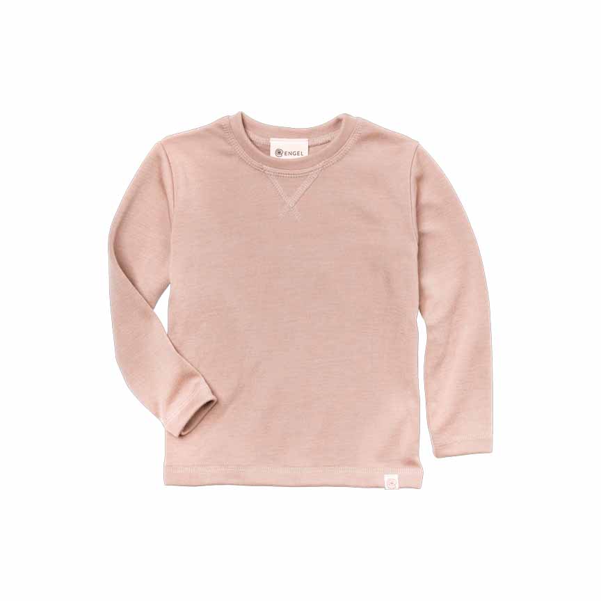 Engel natur ullsilke tröja i GOTS-certifiered - dusty rose- liggande framifrån
