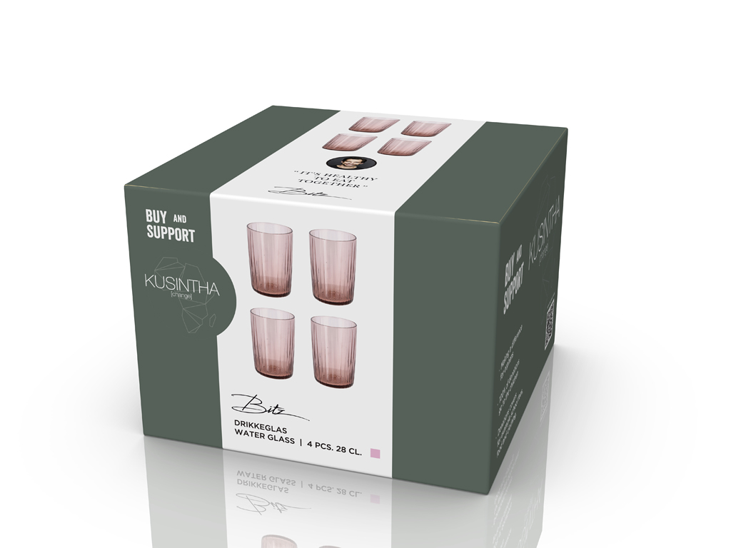 BITZ Kusintha Vattenglas Dia 7 x 10,5 cm 28 cl 4 st Pink - 2