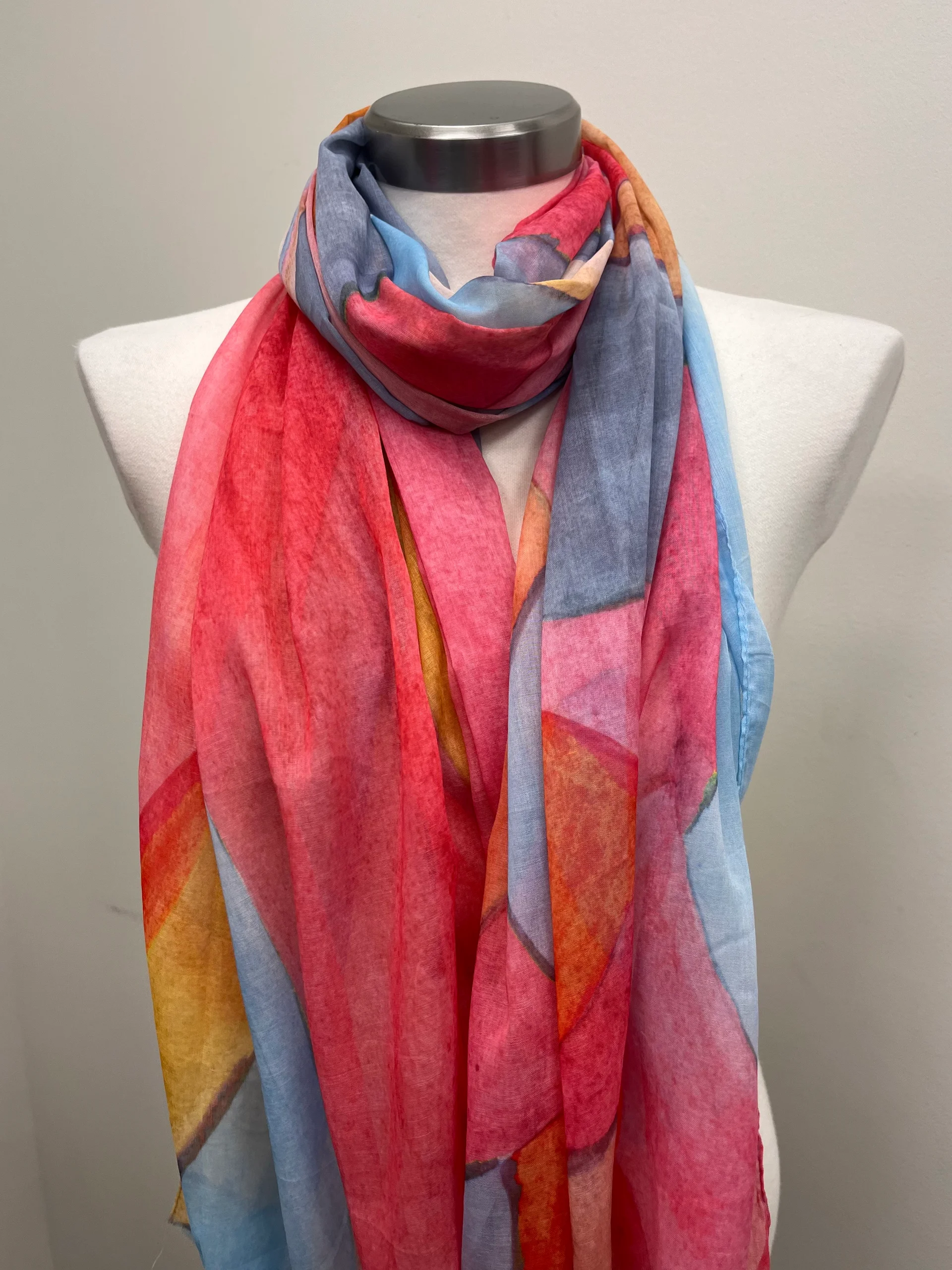 Sjal -blå/röd/rosa/klara färger