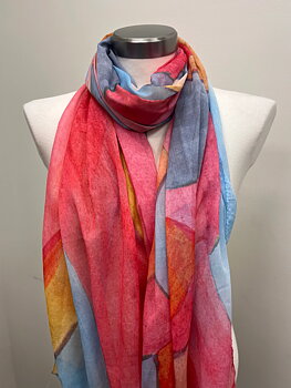 Sjal -blå/röd/rosa/klara färger