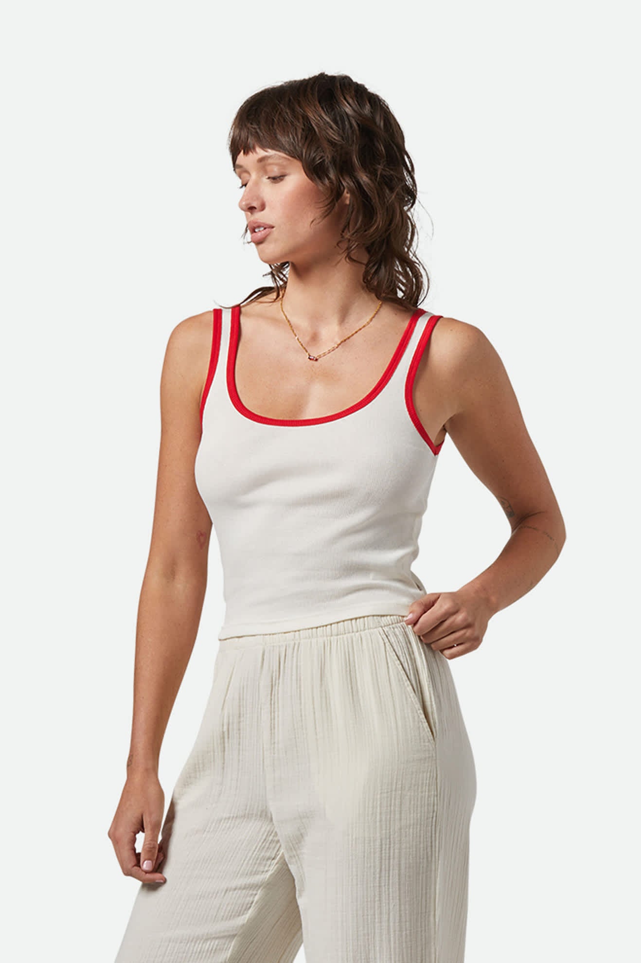 Ringer tank top i 70-talsfärger vit - 3