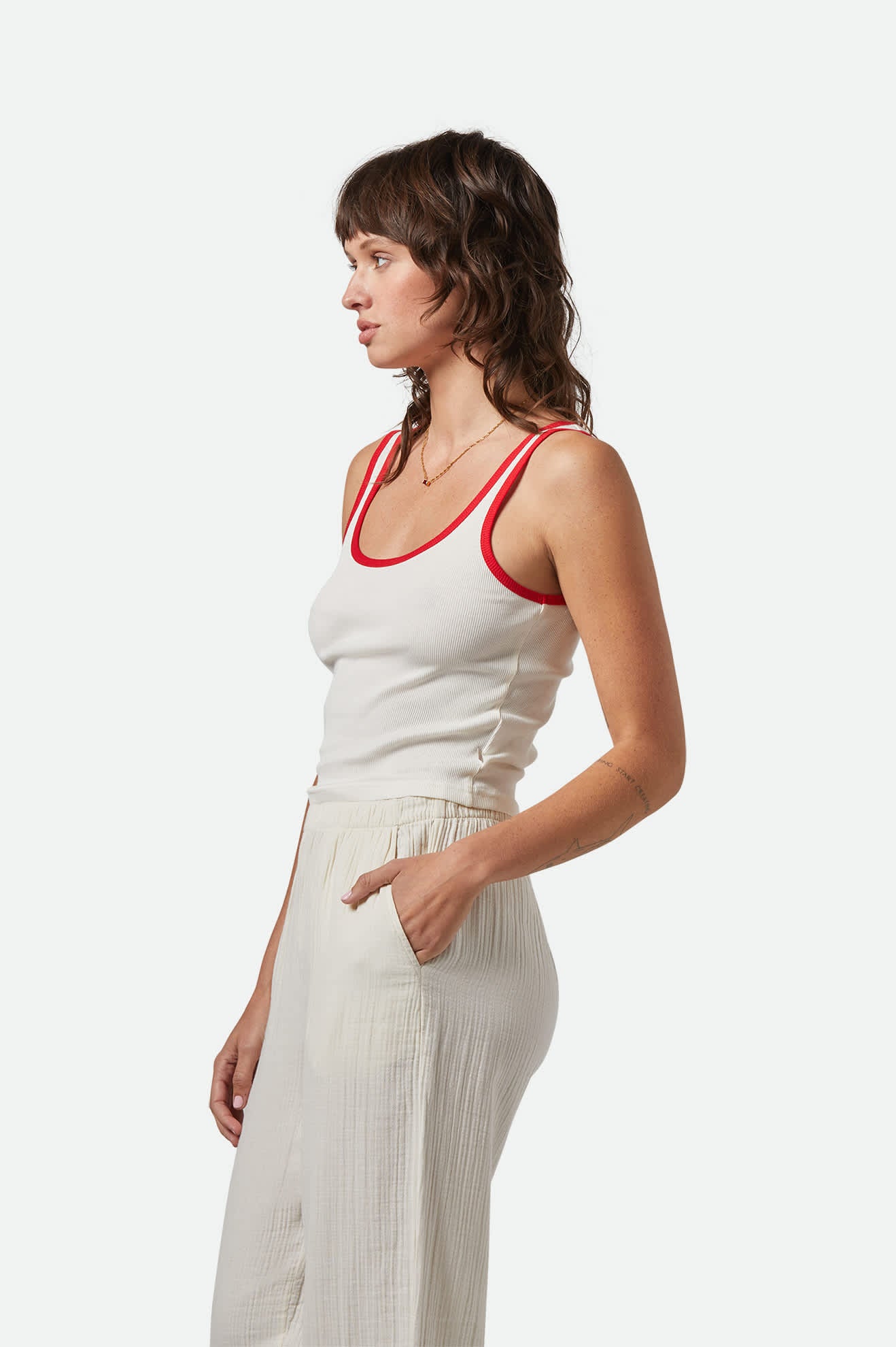Ringer tank top i 70-talsfärger vit - 4
