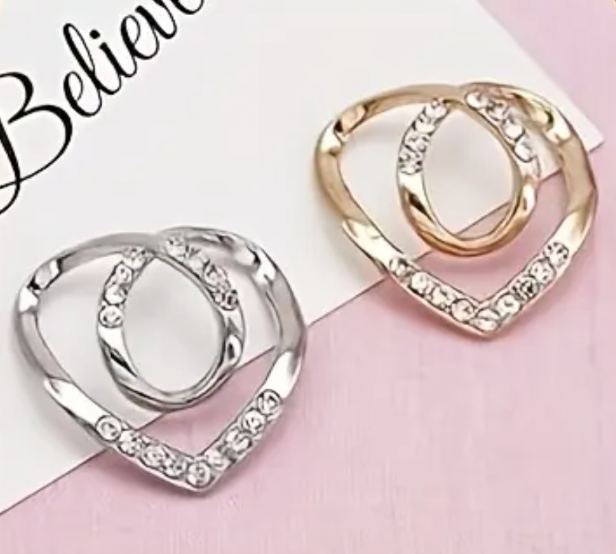 Sjalspänne Silver Hjärta med bling