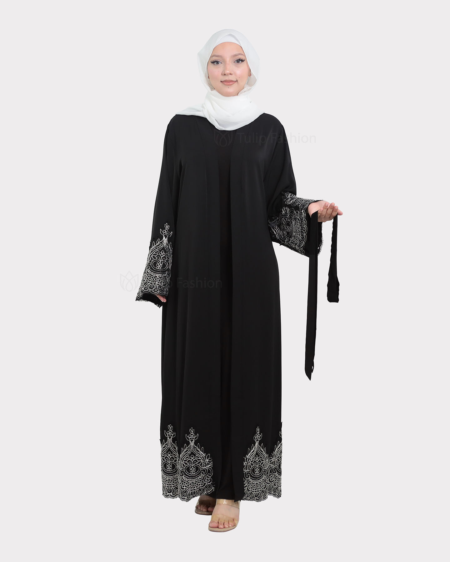 Open Abaya - Black - 5