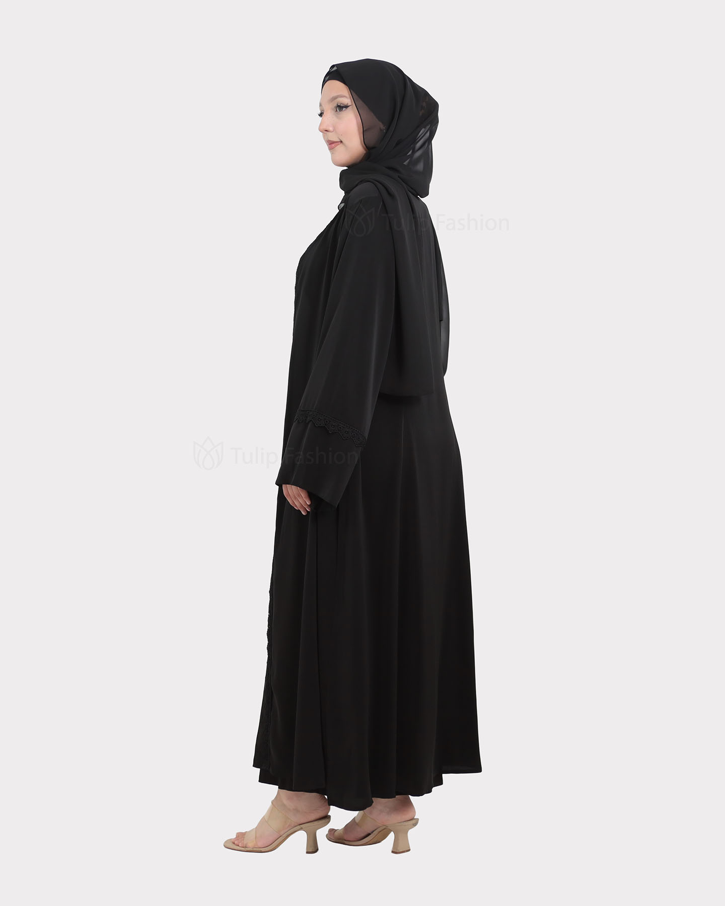 Open Abaya - Black - 3