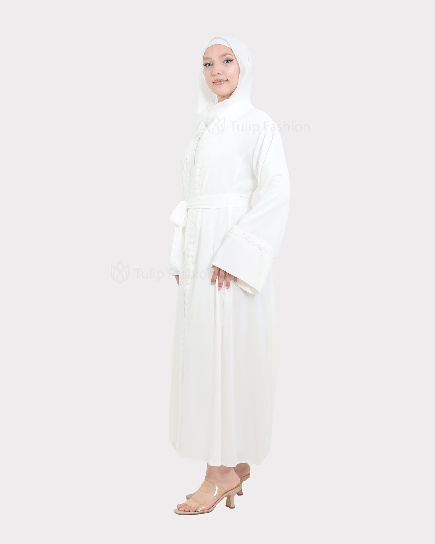 Open Abaya - White - 2