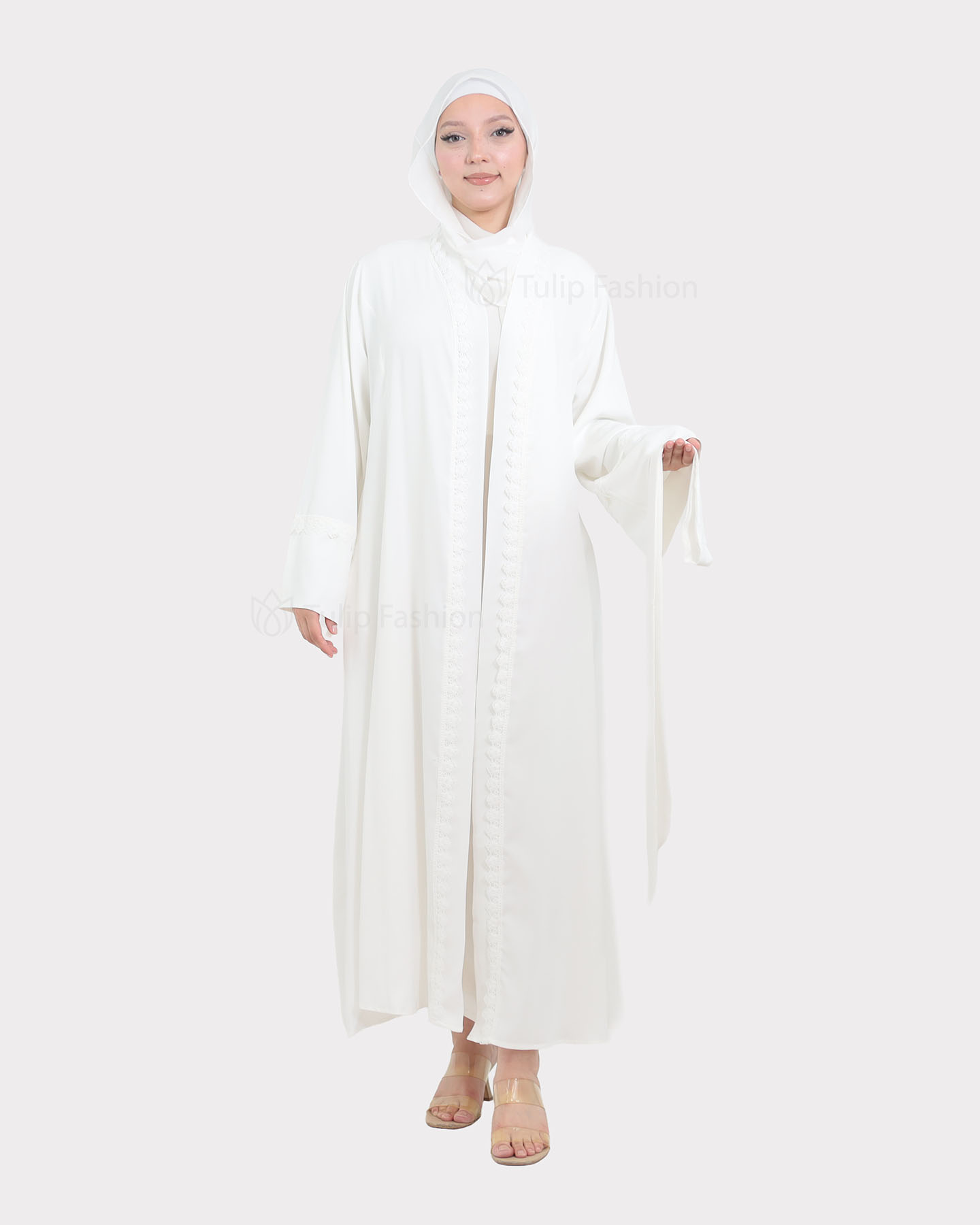 Open Abaya - White - 5