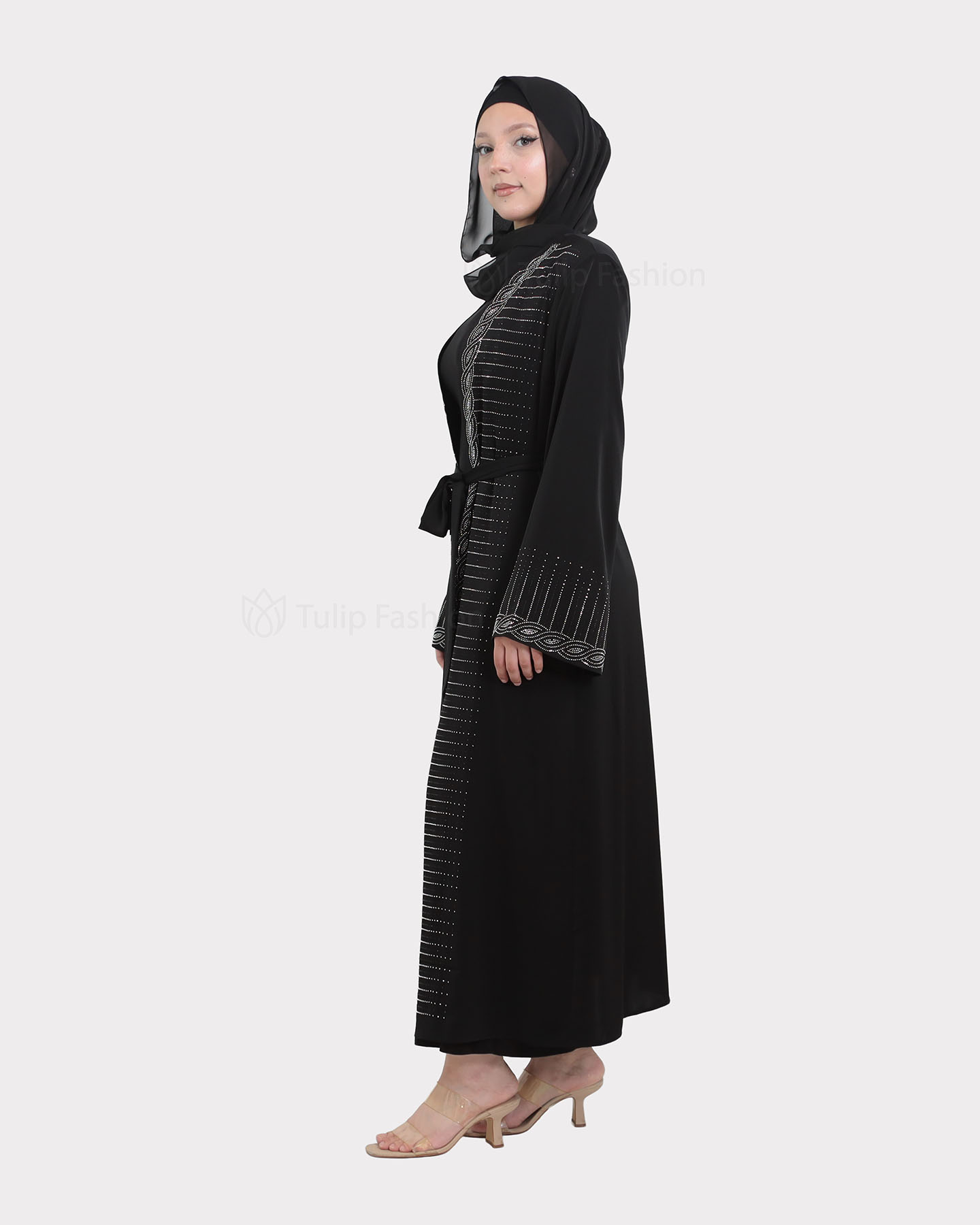 Open Abaya - Black - 3