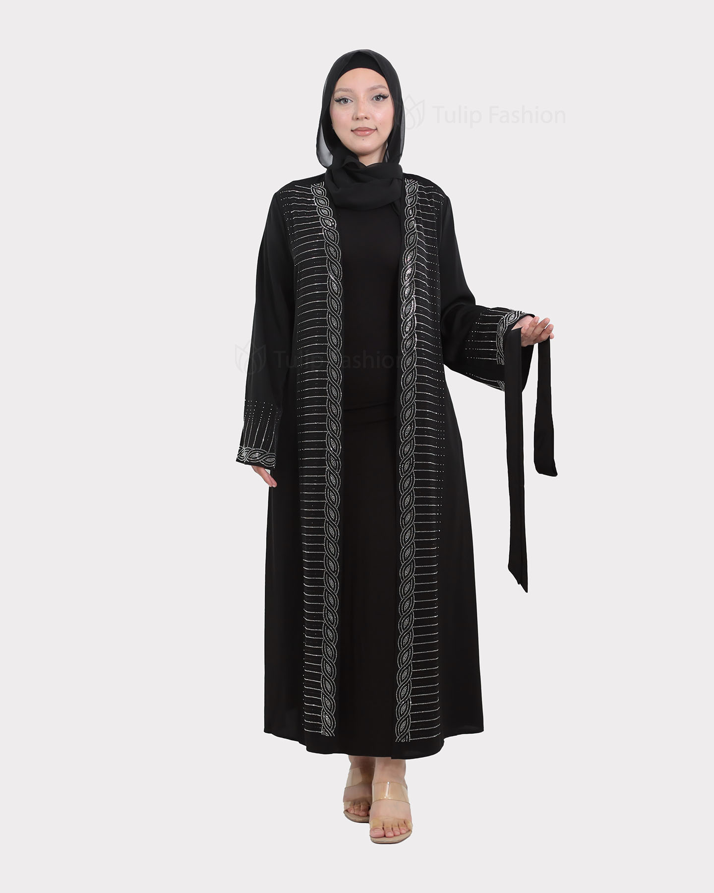 Open Abaya - Black - 6