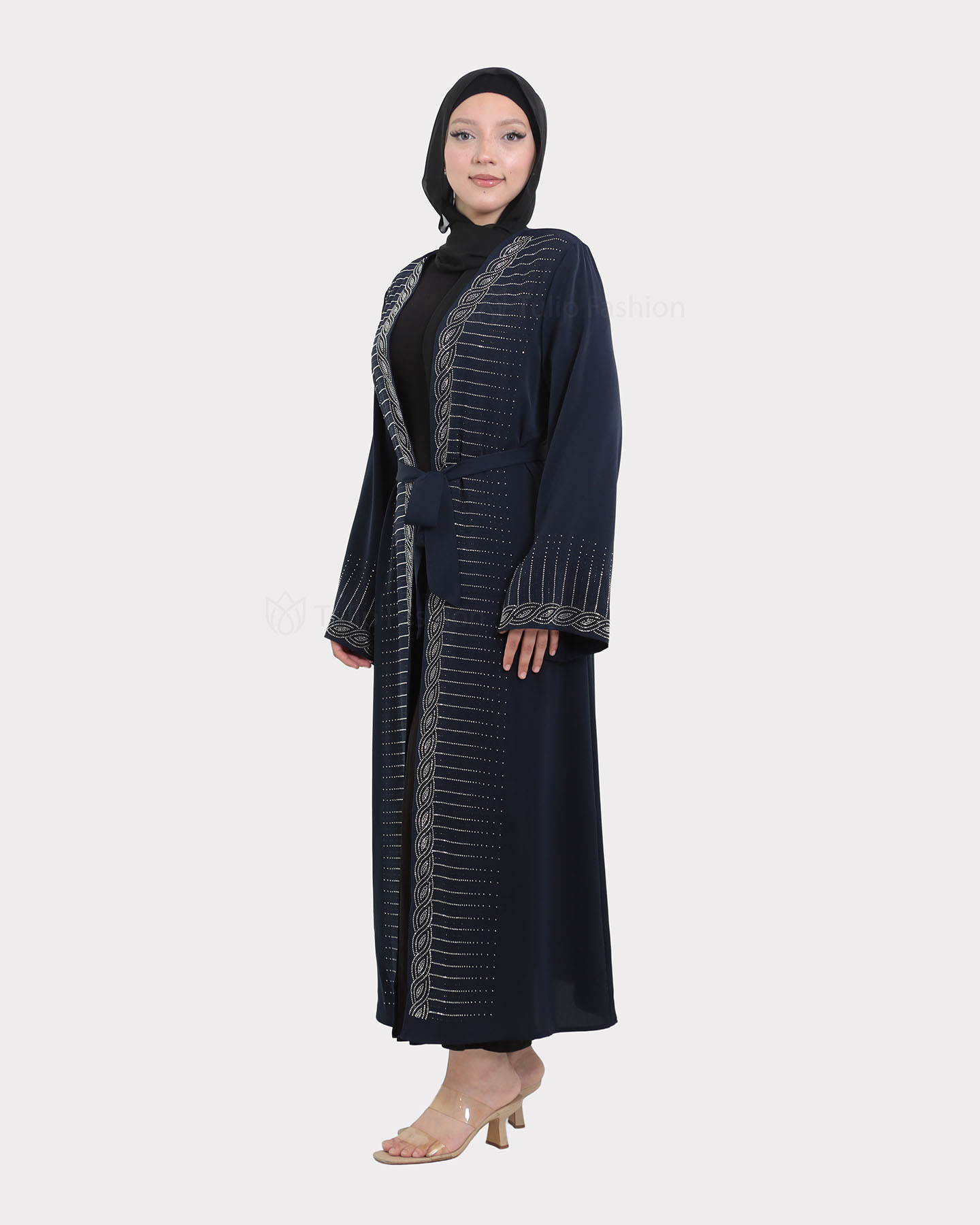 Open Abaya - Navy Blue - 3
