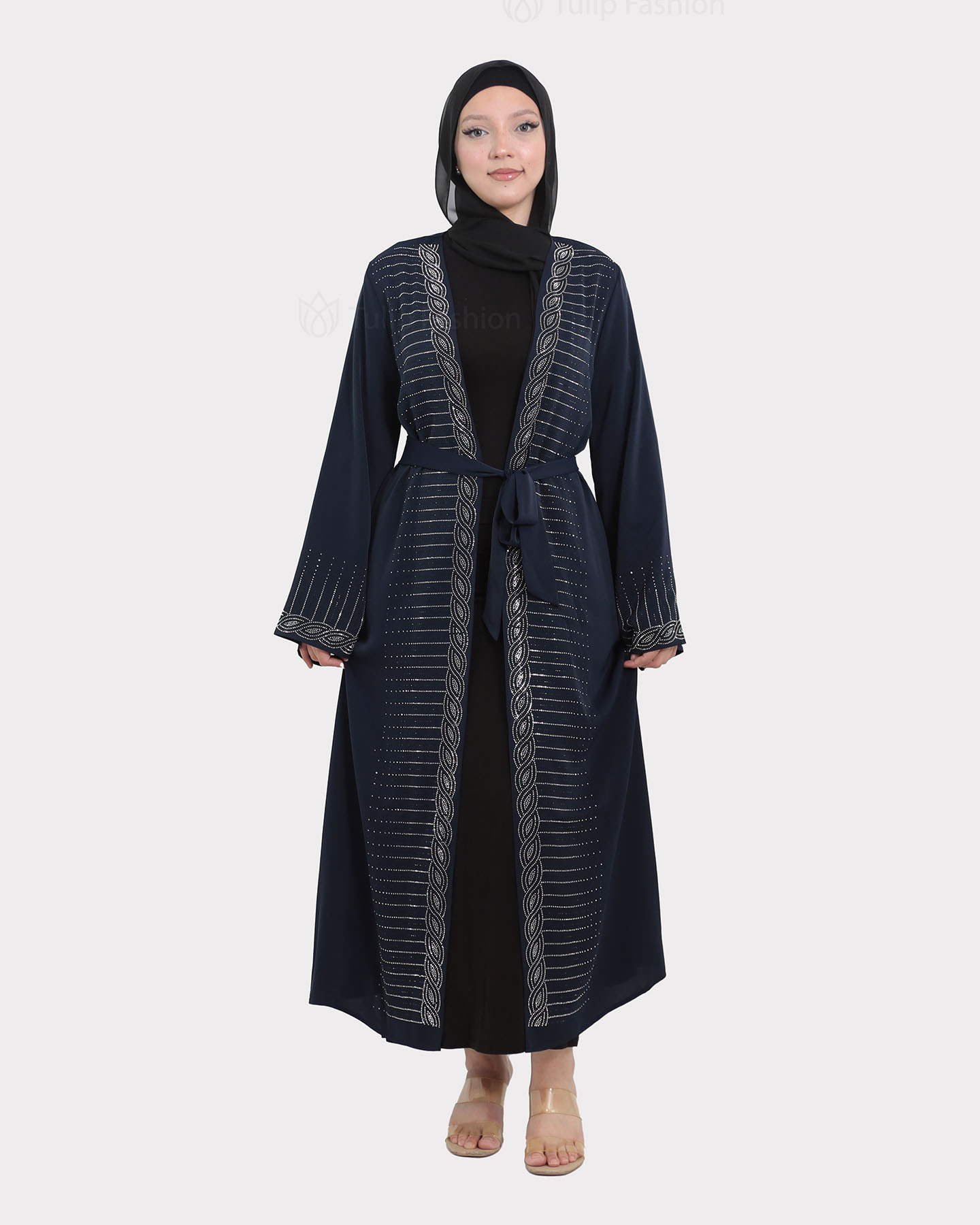 Open Abaya - Navy Blue - 2