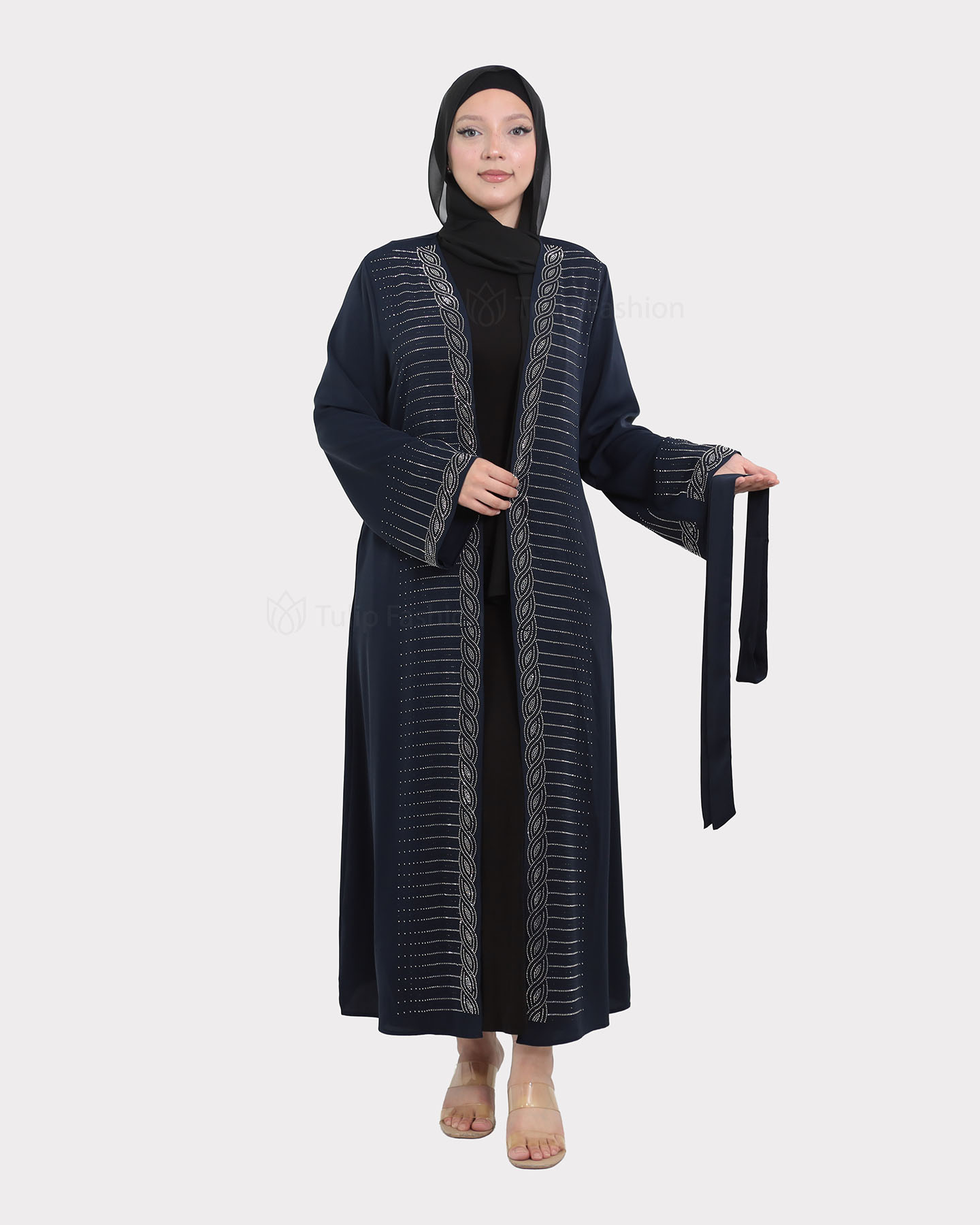 Open Abaya - Navy Blue - 4