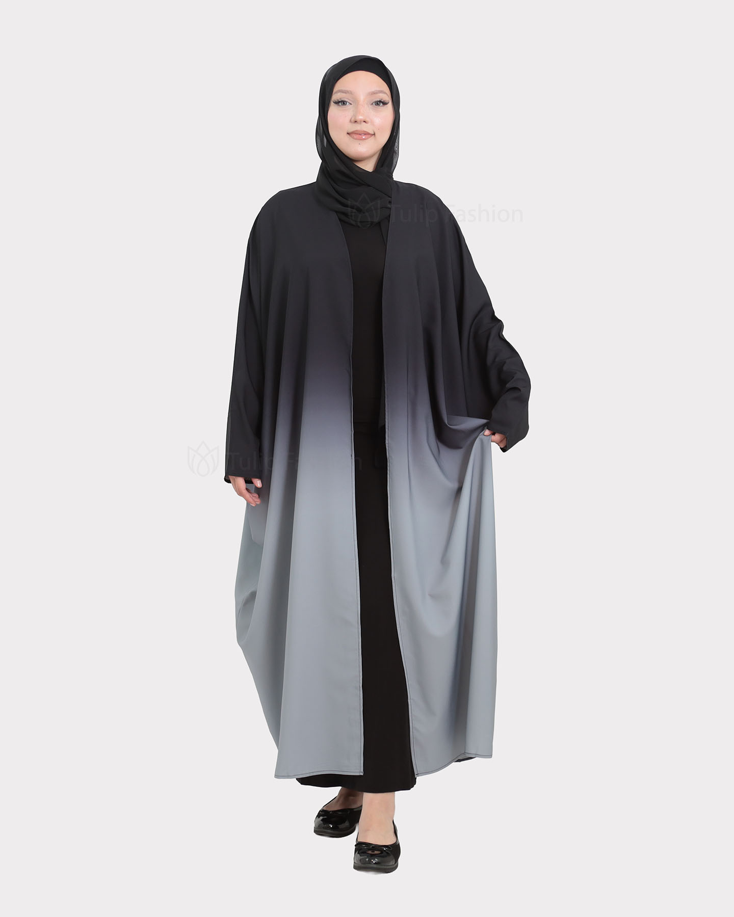 Open Butterfly Abaya - Black - 2